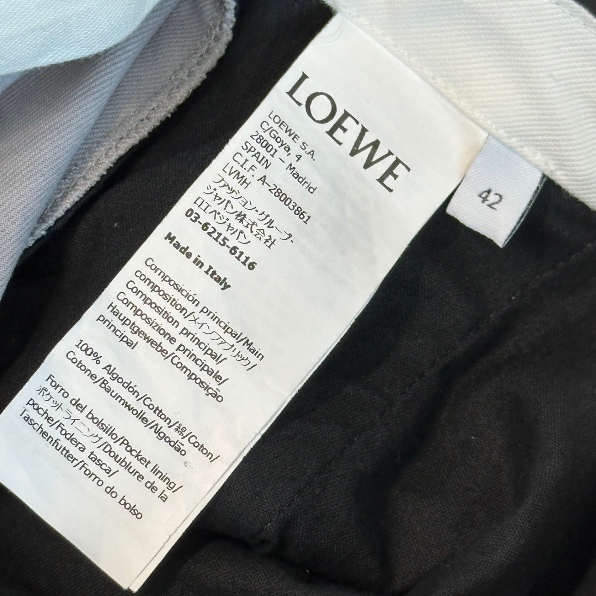 LOEWE(ロエベ) Belted Low-Crotch Trousers ベルテッド ロークロッチ トラウザーズ H526Y04WCD 42 ライトグレー ワイド スラックス タック