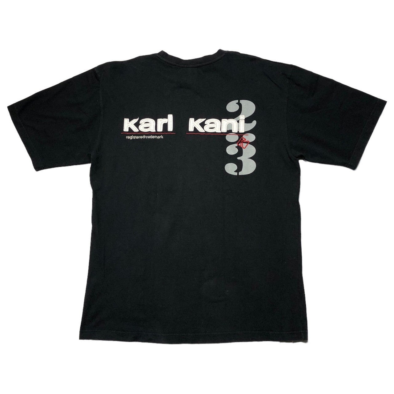 Karl Kani(カールカナイ) One point logo big size T-shirt ワンポイント ロゴ 刺繍 ビッグサイズ Tシャツ XL ブラック