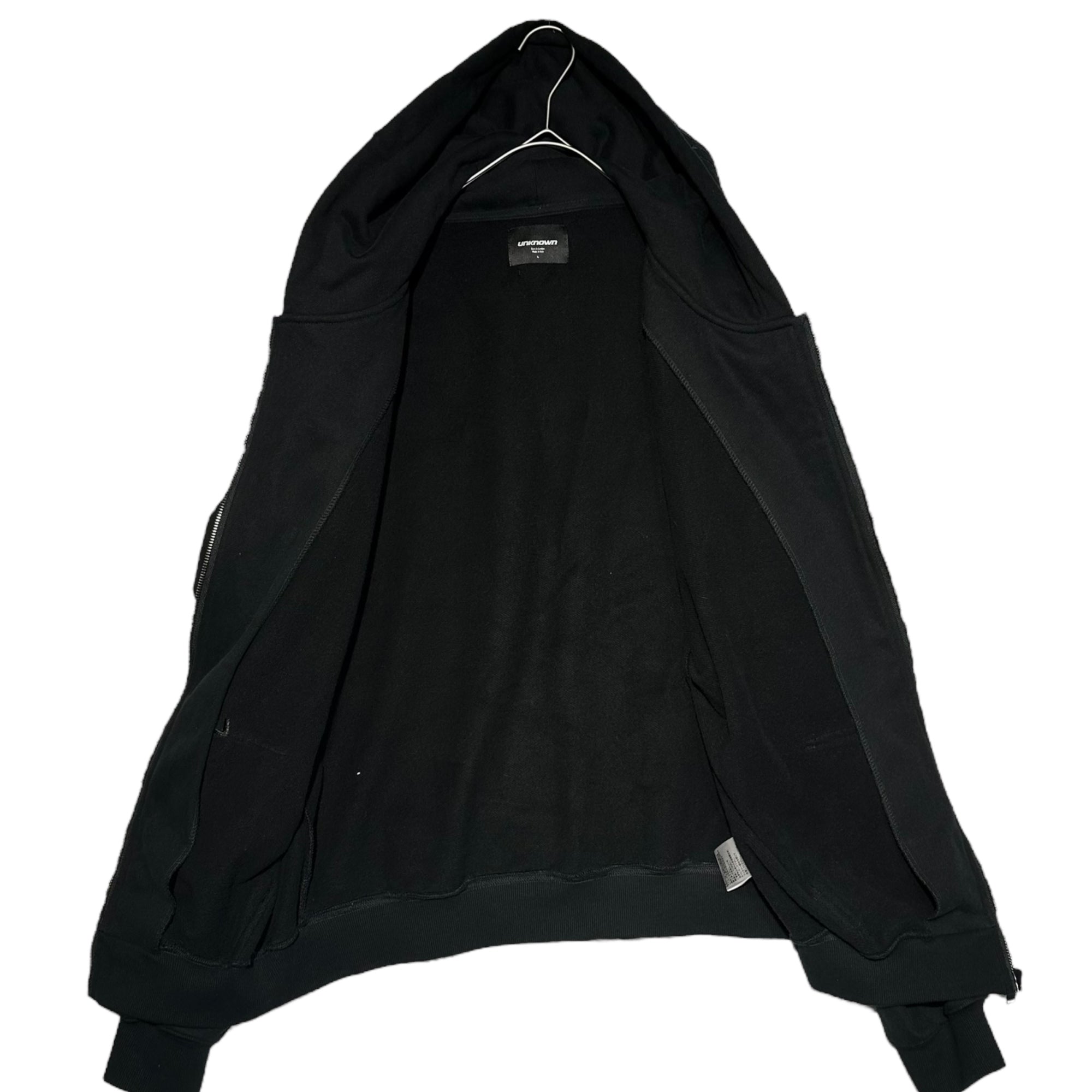 Unknown london(アンノウンロンドン) Cross Rhinestone Zip Up Hoodie クロス ライン ストーン ジップ アップ パーカー L ブラック