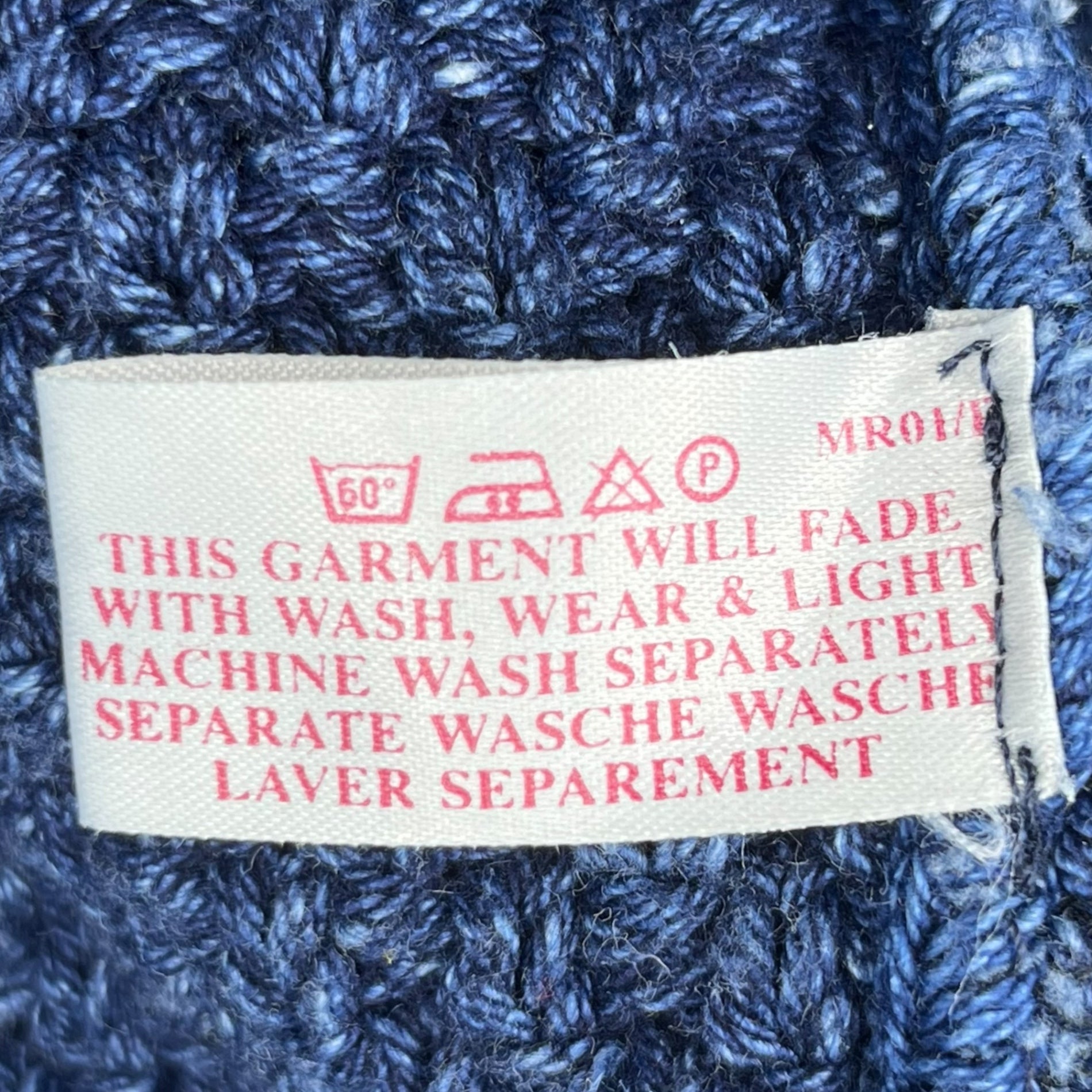 Original Blues (オリジナルブルース) 90's~ ARAN CABLE アラン ケーブル クルーネック ニット 5 ネイビー 90年代~ 当時物 イングランド製