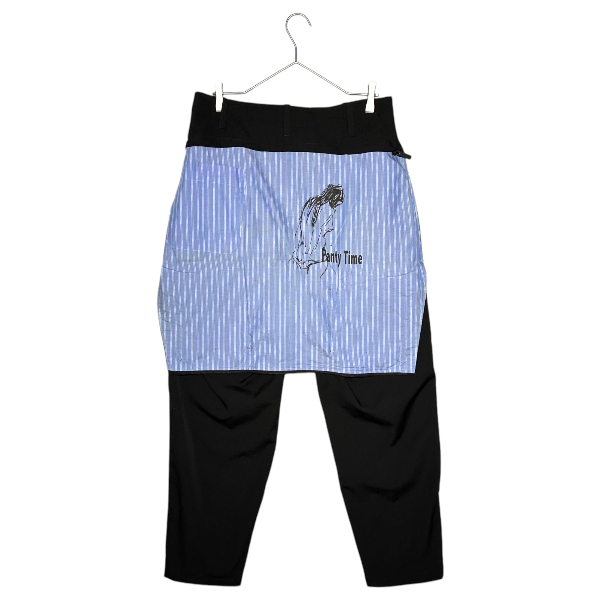 YOHJI YAMAMOTO POUR HOMME(ヨウジヤマモトプールオム) 17AW Wrinkle Garbardine Hanging Back Part Pants ウール シワ ギャバジン 後ろ垂れP パンツ スラックス HK-P38-100 2(M) ブラック×ライトブルー