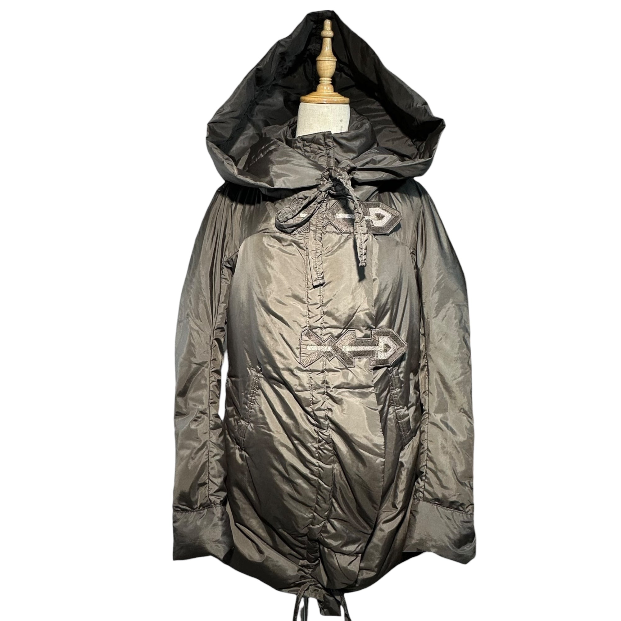 MARITHE FRANCOIS GIRBAUD(マリテフランソワジルボー) 10AW Archive Big Food Down Gimmick Coat アーカイブ ビッグ フード ダウン ギミック コート F7-7192 L ブラウン Y2K 変形