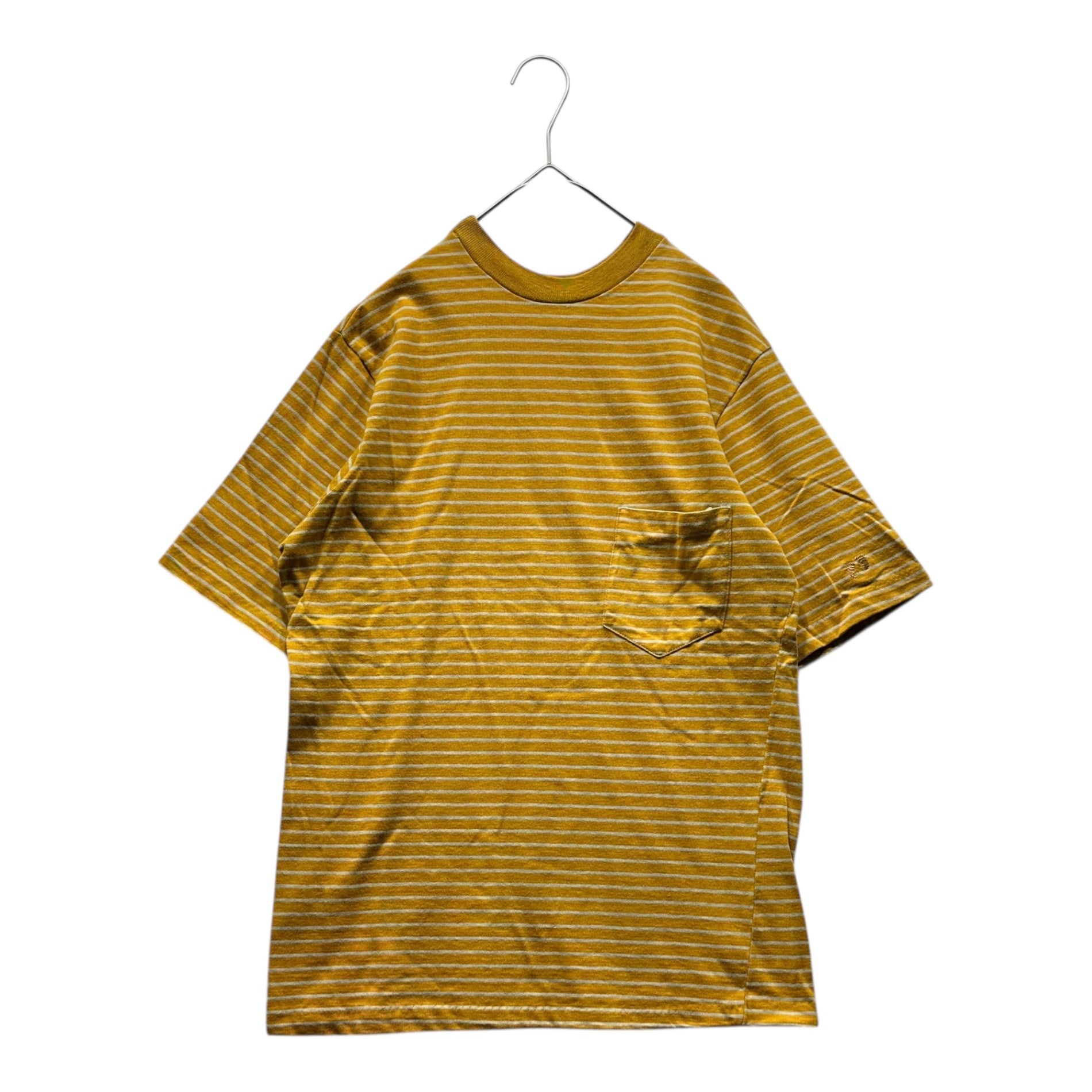 HANG TEN HANGTEN(ハンテン) 60's~70's Pocket Border T-Shirt ポケット ボーダー Tシャツ M イエロー×グレー 60年代~70年代 ヴィンテージ