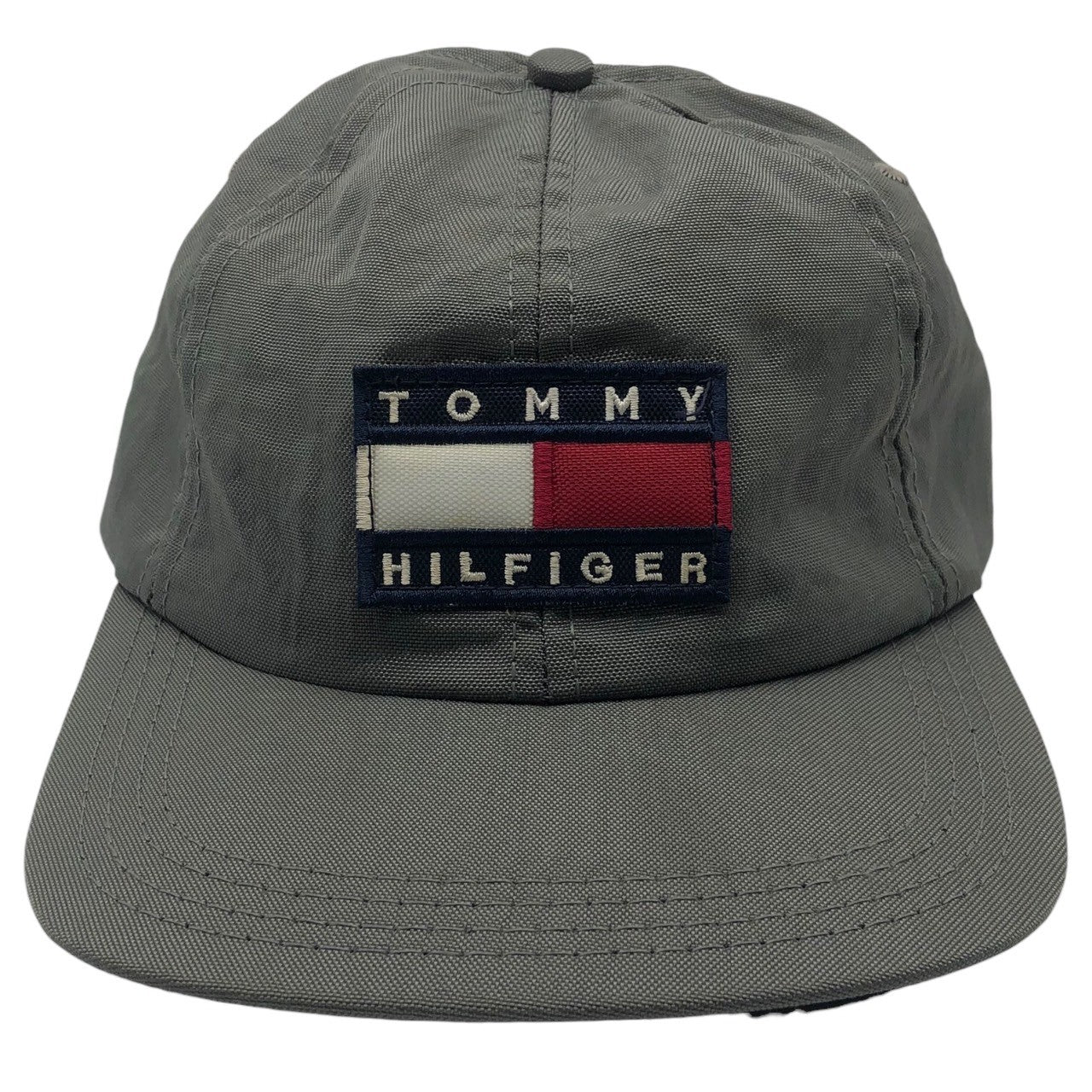 TOMMY HILFIGER(トミーヒルフィガー) 90's 6panel nylon logo cap 6パネル ナイロン ロゴ キャップ 90年代 MADE IN USA グレー