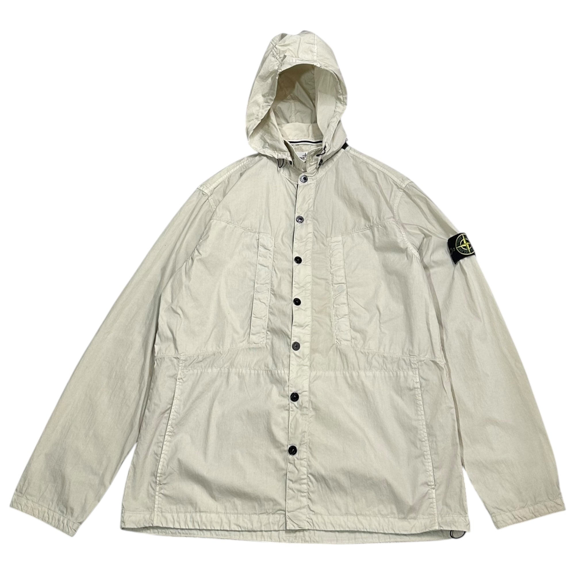 STONE ISLAND(ストーンアイランド) 12SS GARMENT DYED CO/NY HOODED OVERSHIRT ガーメントダイ コットン ナイロン フーデット シャツ 561510820 XL アイボリー マウンテンパーカー ジャケット パーカー