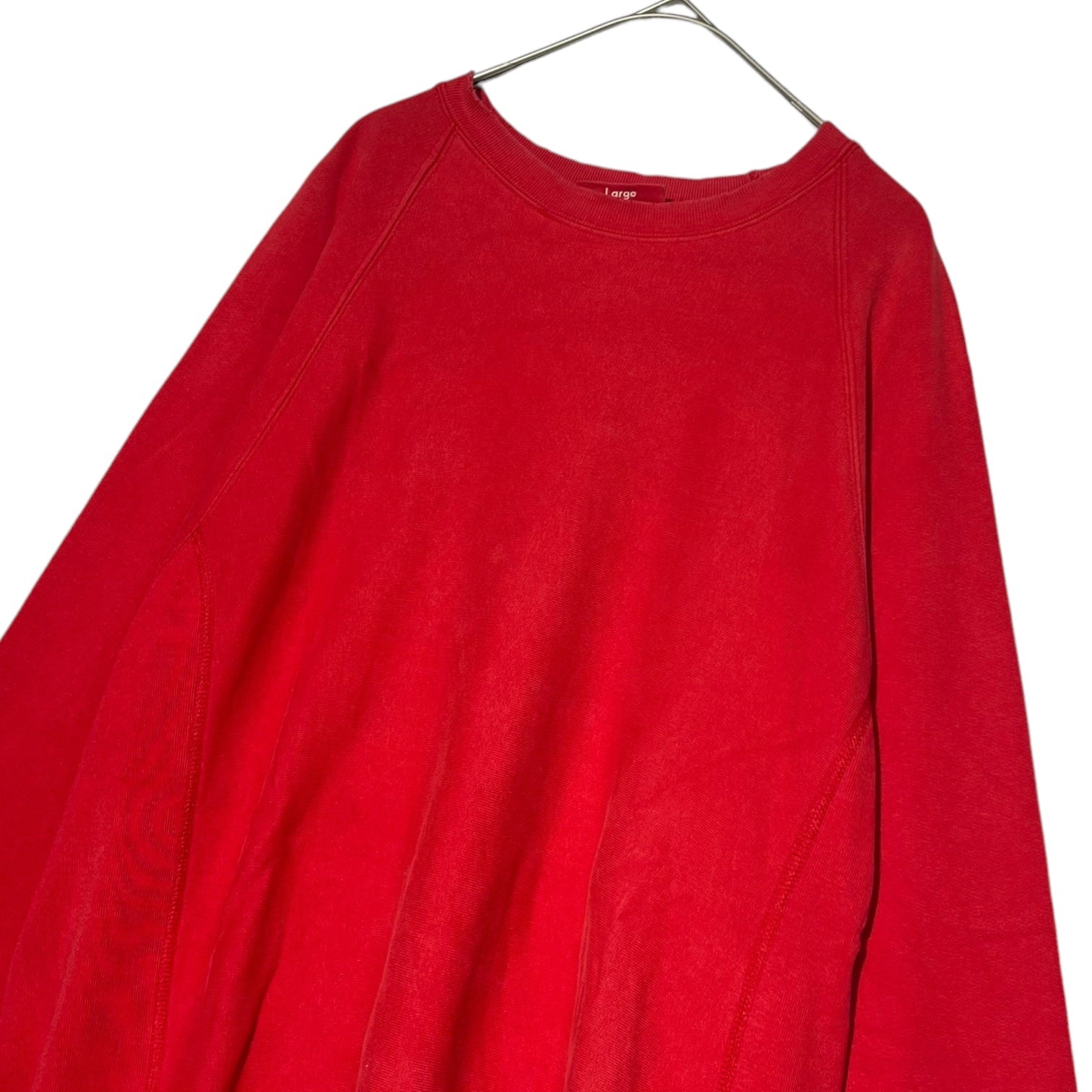 SUPREME(シュプリーム) 90~00's初期 紙タグ plain crew neck sweatshirts プレーン クルーネック スウェット L レッド 経年劣化によるダメージ 「BORO」