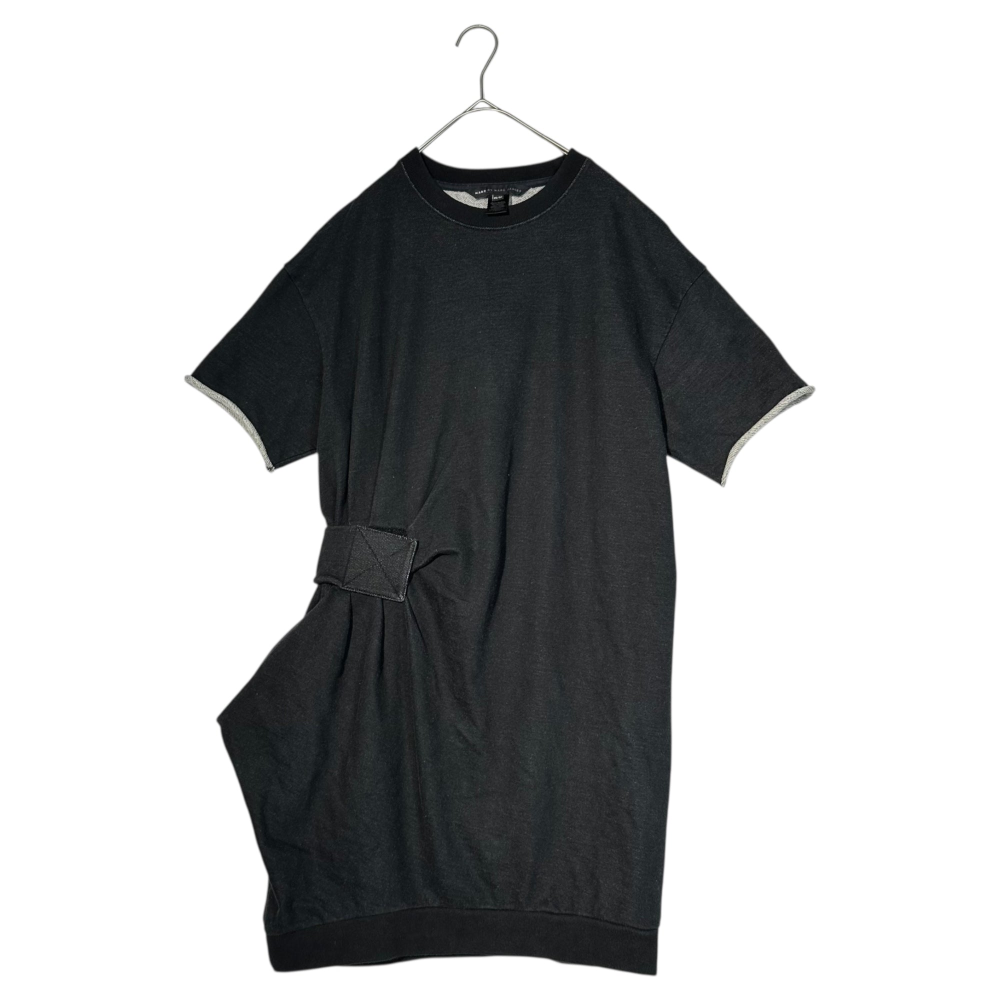 MARC by MARC JACOBS(マークバイマークジェイコブス) Velcro Gathered Sweatshirt S/S Dress ベルクロ ギャザー スウェット 半袖 ワンピース XS ブラック Y2K
