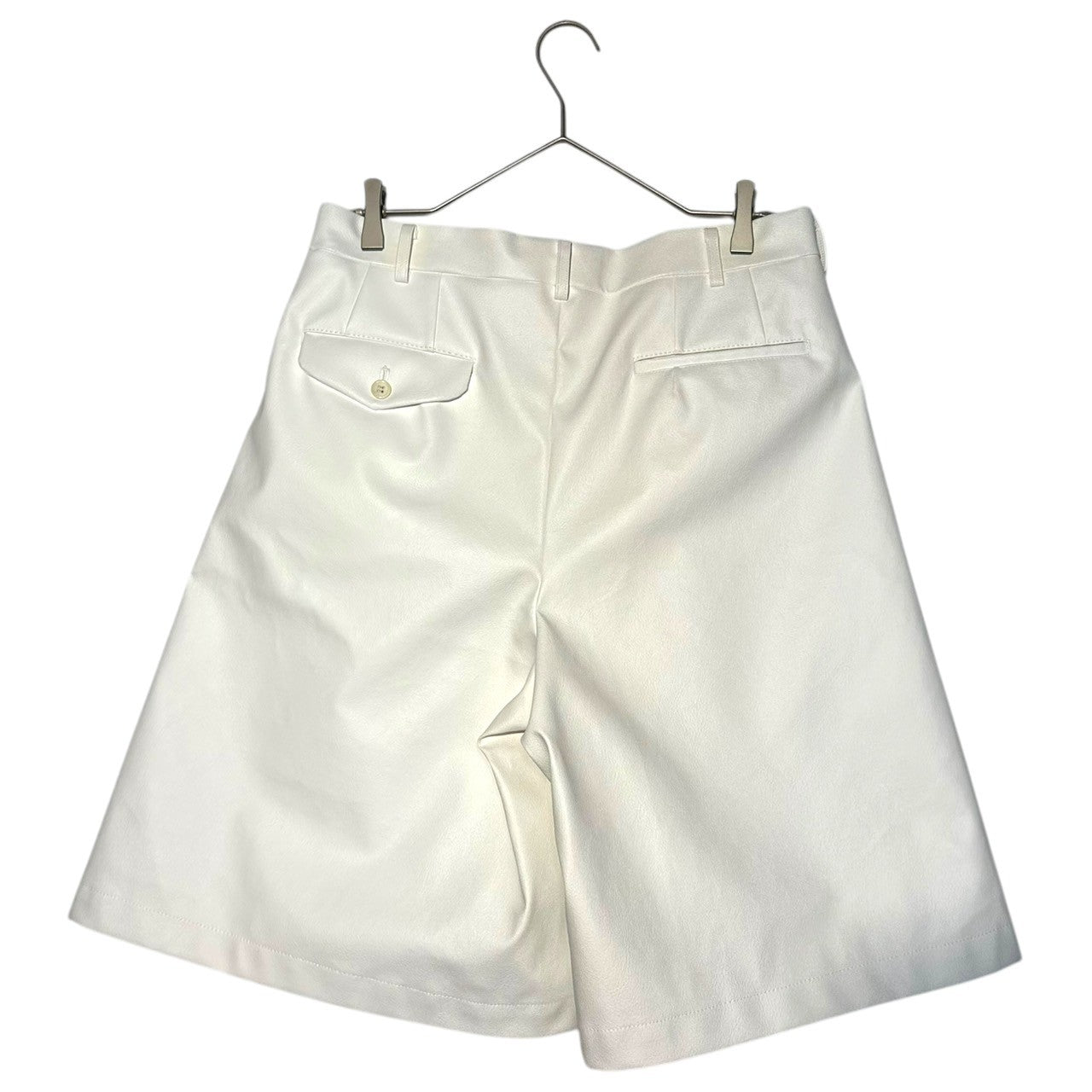 COMME des GARCONS HOMME PLUS(コムデギャルソンオムプリュス) 18AW White shock期 Faux leather wide shorts フェイクレザー ワイド ハーフパンツ PB-P047 M ホワイト AD2018