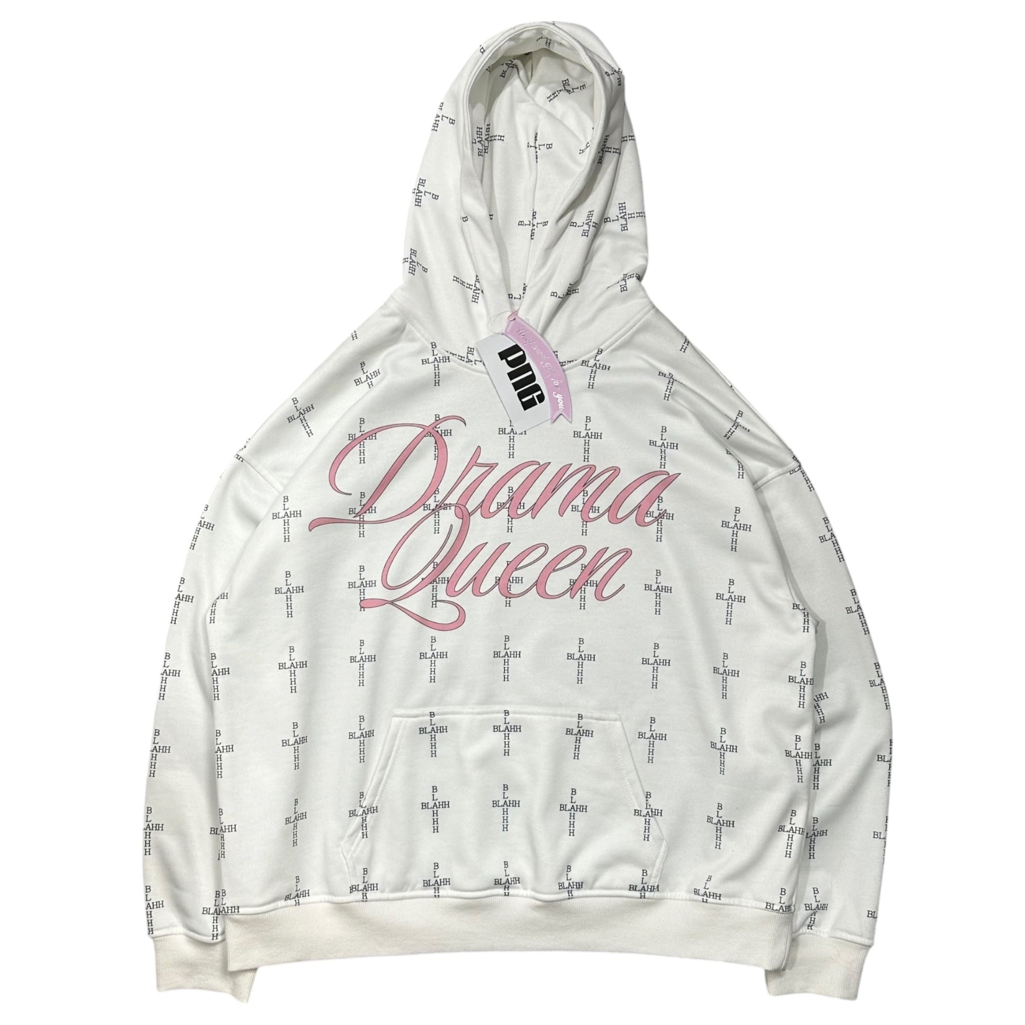 Unopened gift(アンオープンドギフト) DRAMA QUEEN OVERPRINTED HOODIE ドラマ クイーン オーバープリント フーディ パーカー S ホワイト