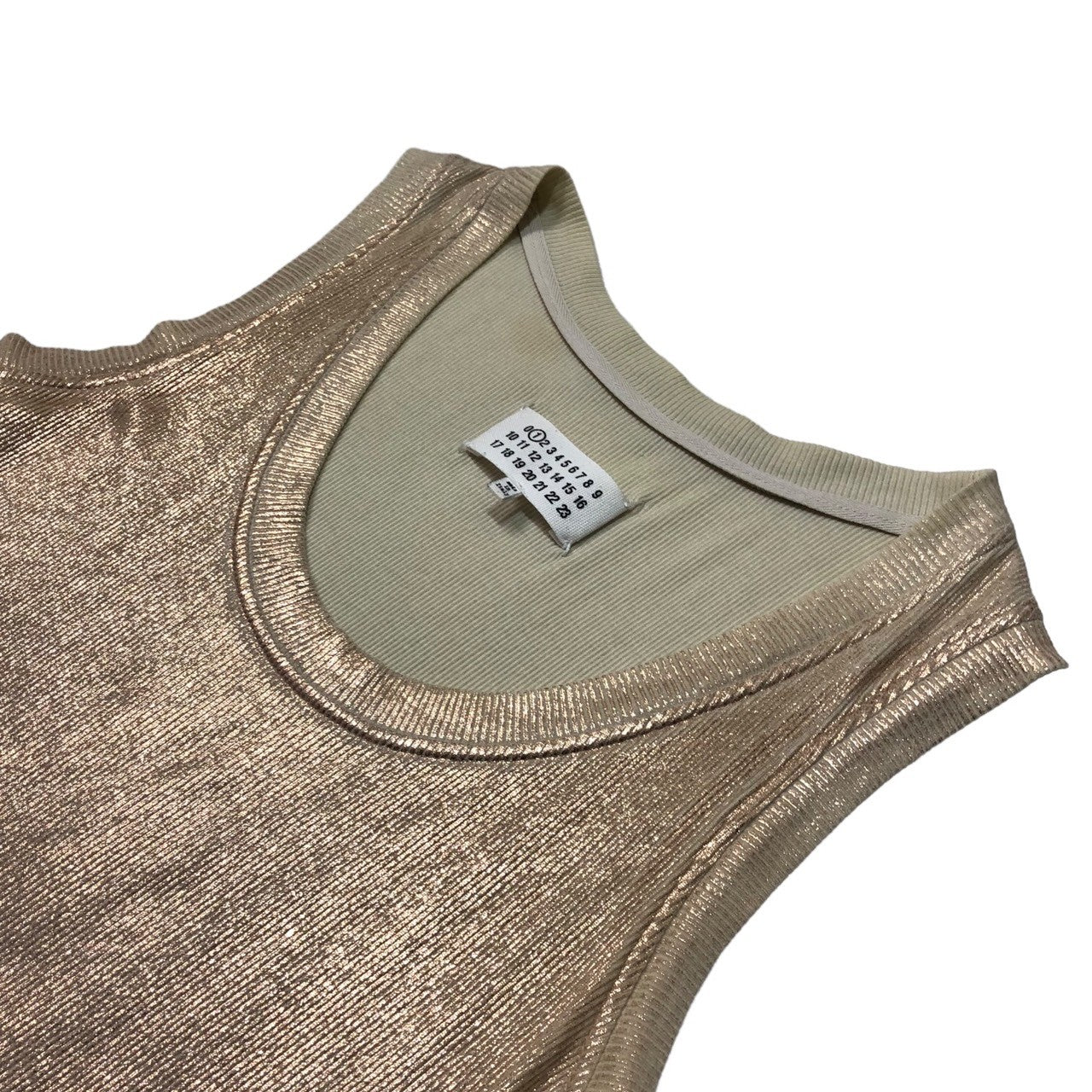 MAISON MARGIELA 1(メゾンマルジェラ) 13SS glitter print tank top ラメプリント加工タンクトップ/ノースリーブ S51NC0294 38(Mサイズ程度) ゴールド×ベージュ
