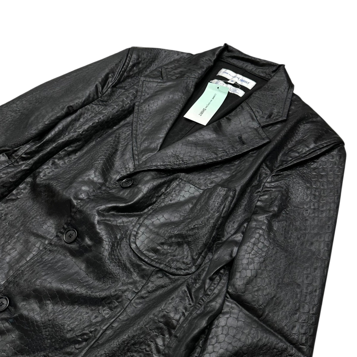 COMME des GARCONS SHIRT(コムデギャルソンシャツ) 1990's Crocodile-Embossed 3-Button Jacket クロコ 型押し 3ボタン ジャケット W10031 M ブラック 90s アーカイブ