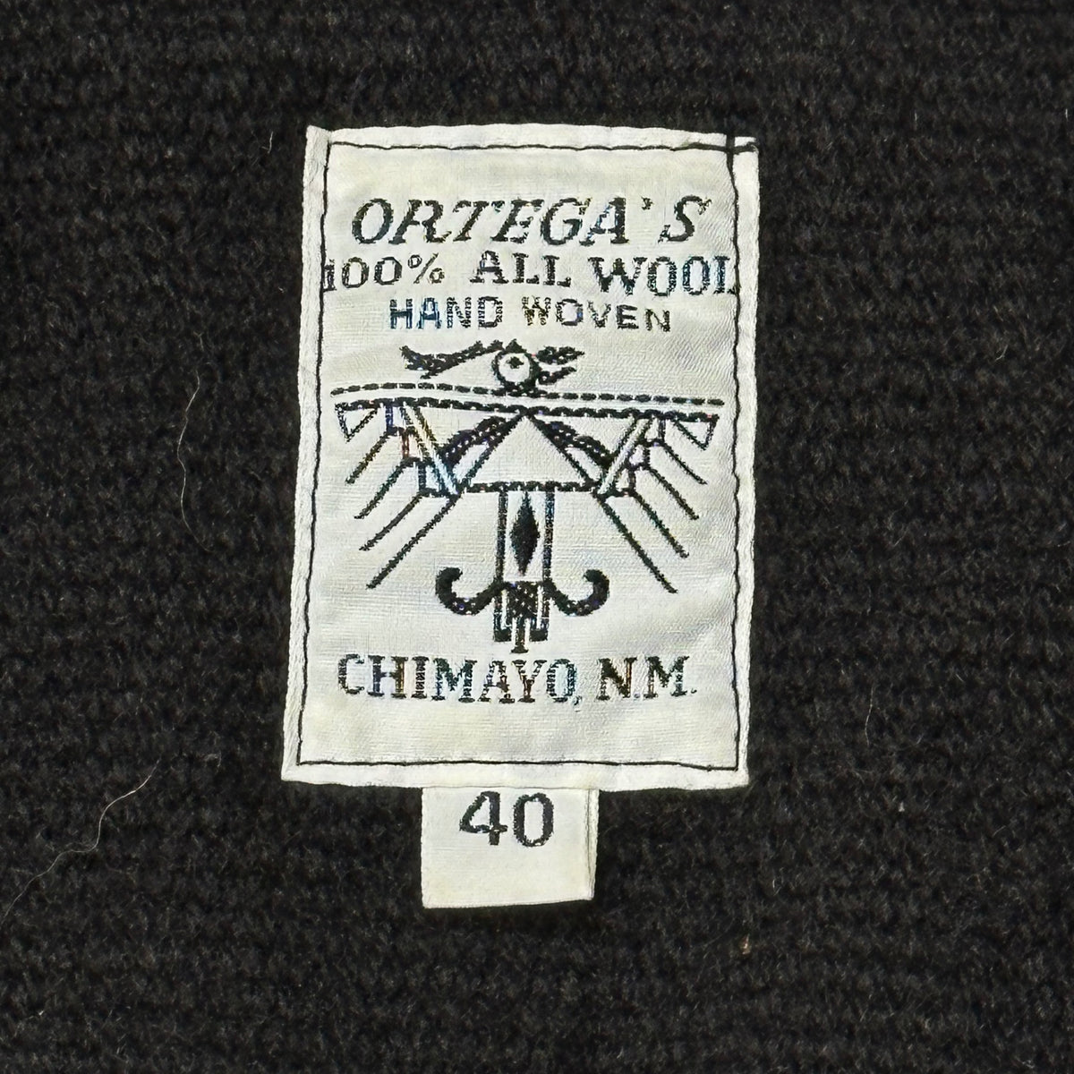 ORTEGA'S(オルテガ) 1990's Turquoise Studded Chimayo Jacket ターコイズ スタッズ チマヨ ジャケット 40 ブラック 90年代 ウール コート