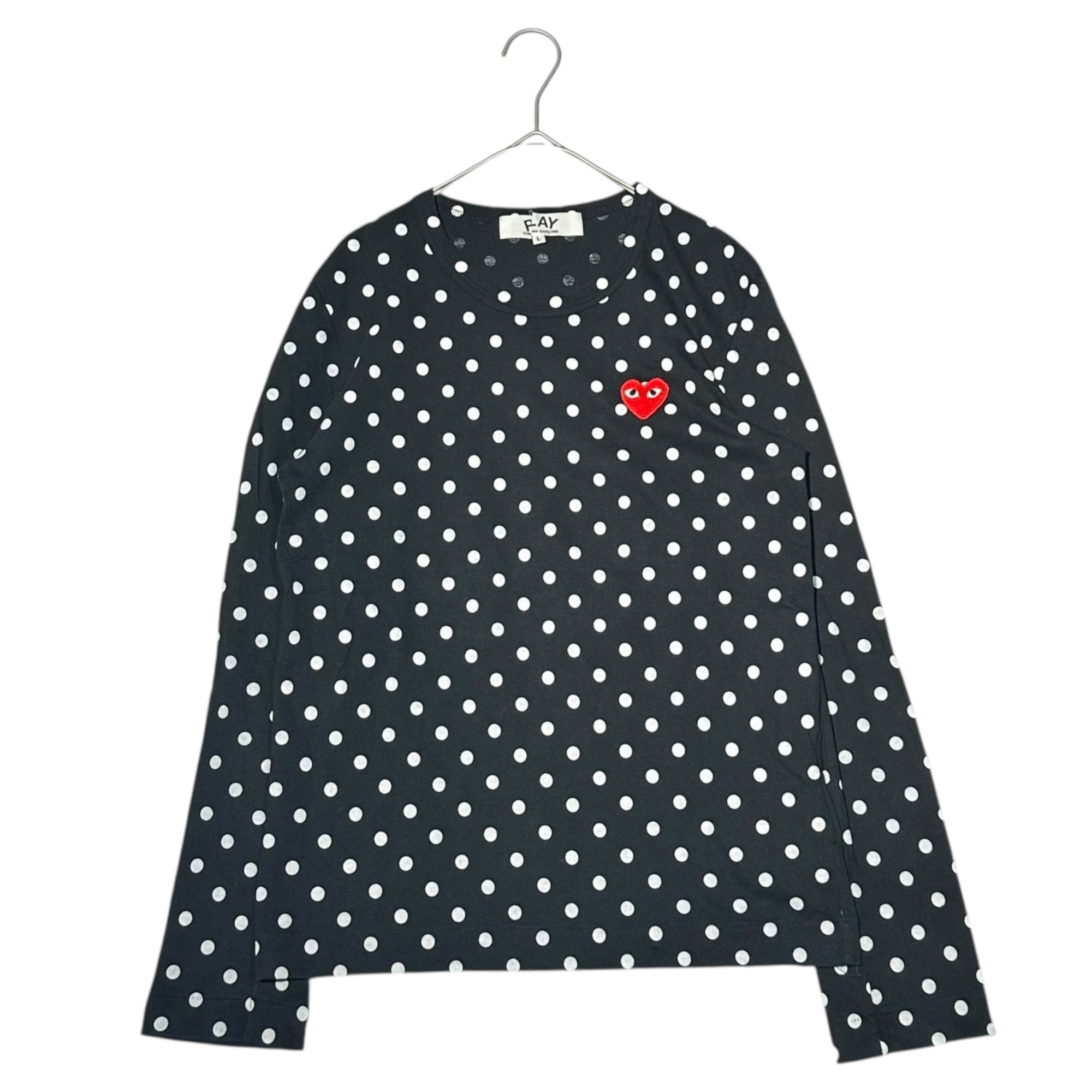 PLAY COMME des GARCONS(プレイコムデギャルソン) Dot Heart Logo Patch L/S T-Shirt ドット ハート ロゴ ワッペン 長袖 Tシャツ AZ-T165 L ブラック AD2011