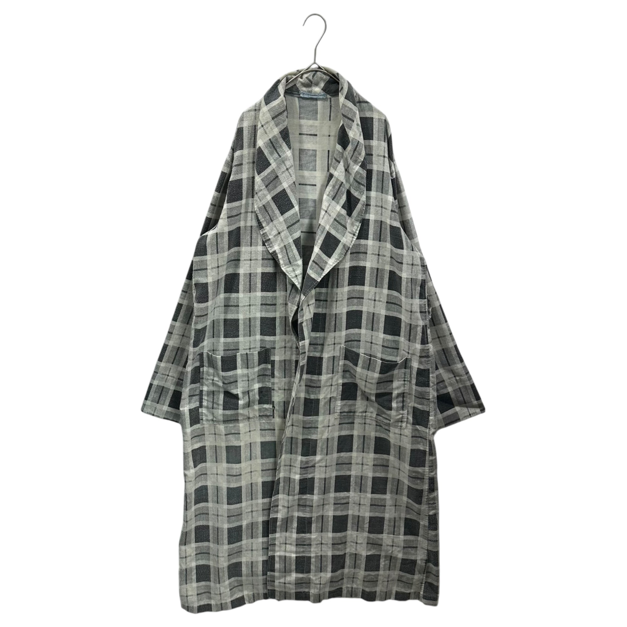 VINTAGE(ヴィンテージ) Nep Check Grunge Gown Coat ネップ チェック グランジ ガウン コート FREE グレー×ブラック