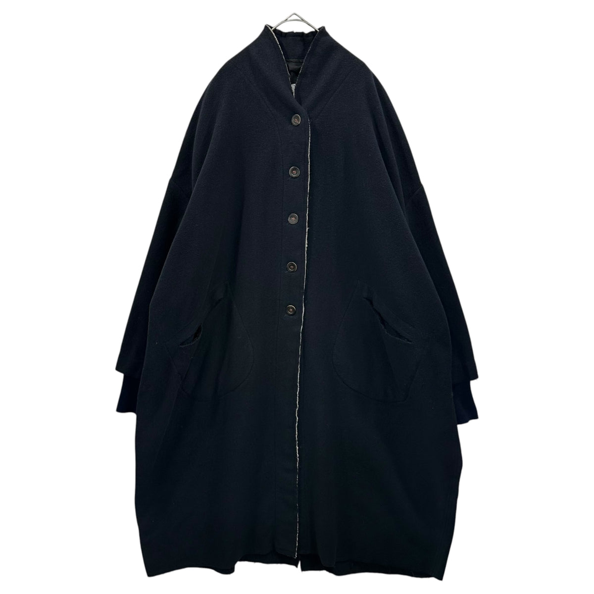 H+ HANNOH WESSEL(アッシュプリュスアノーヴェセル) Layered Wool Collarless Coat ウール レイヤード ノーカラー コート 21020450002930 42 ネイビー