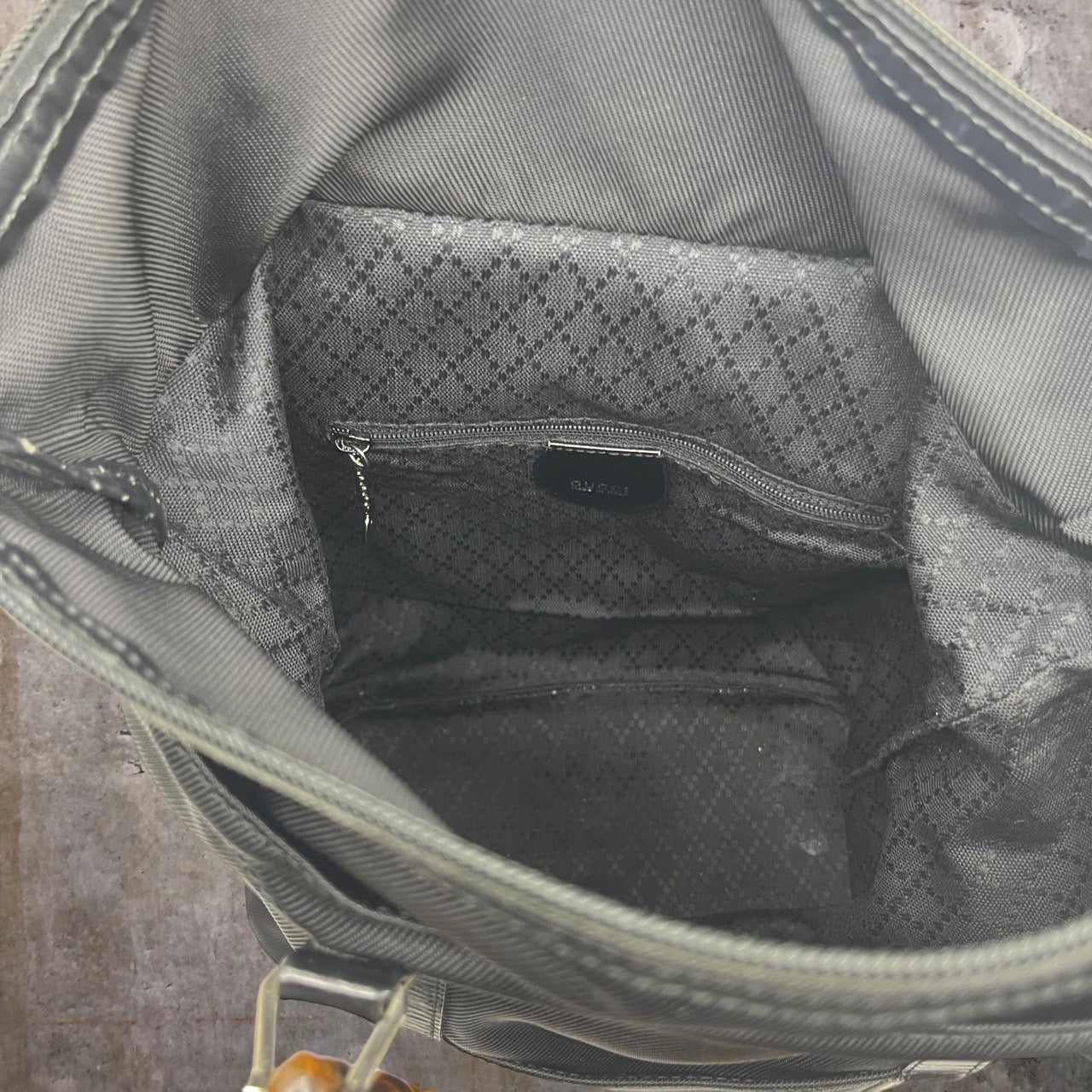 GUCCI(グッチ) バンブー切替ハンドバッグ 00037540508 ブラック OLD GUCCI 補修跡有
