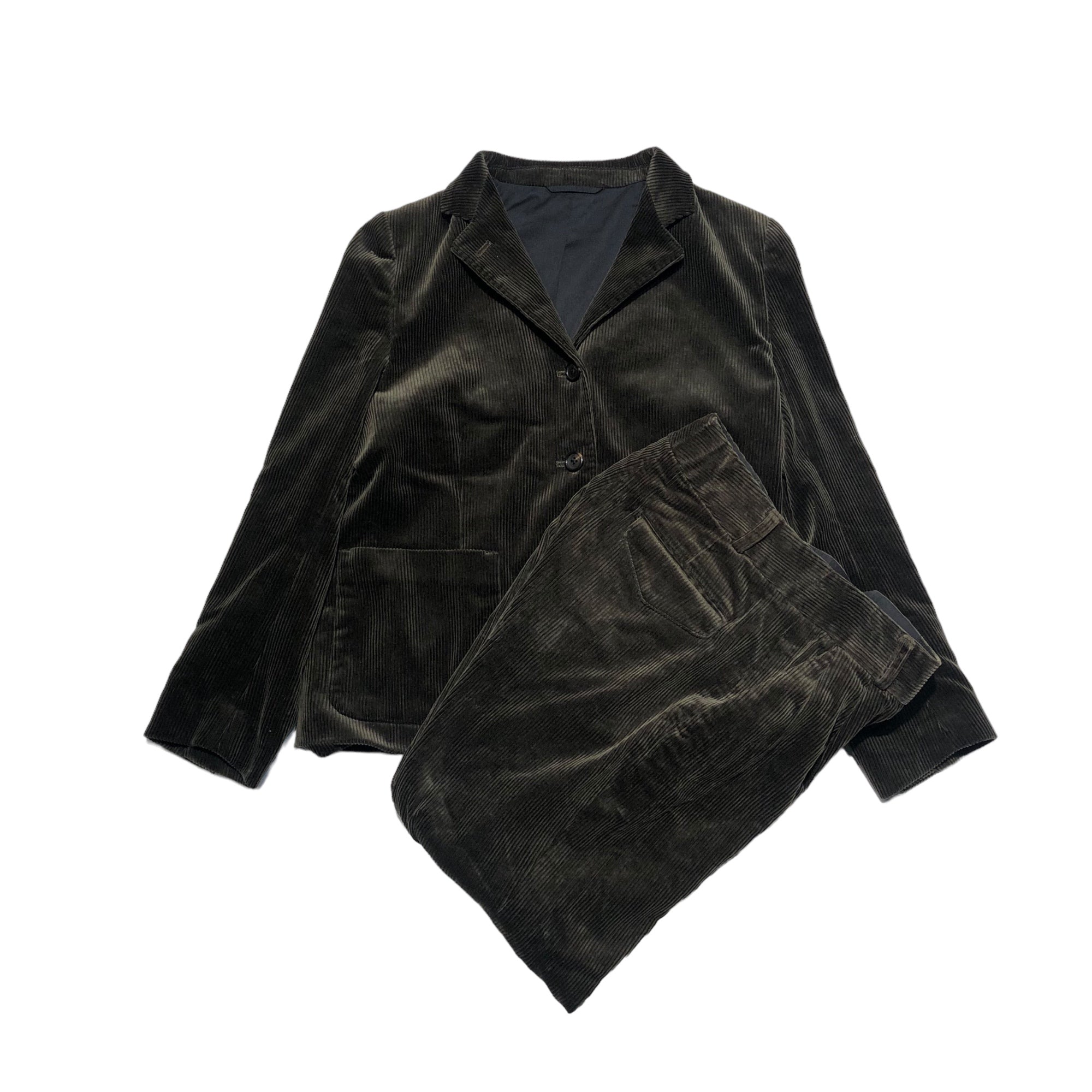 MARGARET HOWELL(マーガレットハウエル) 17AW corduroy setup コーデュロイ セットアップ スーツ 578-7220003 SIZE 2&1 ダークカーキ