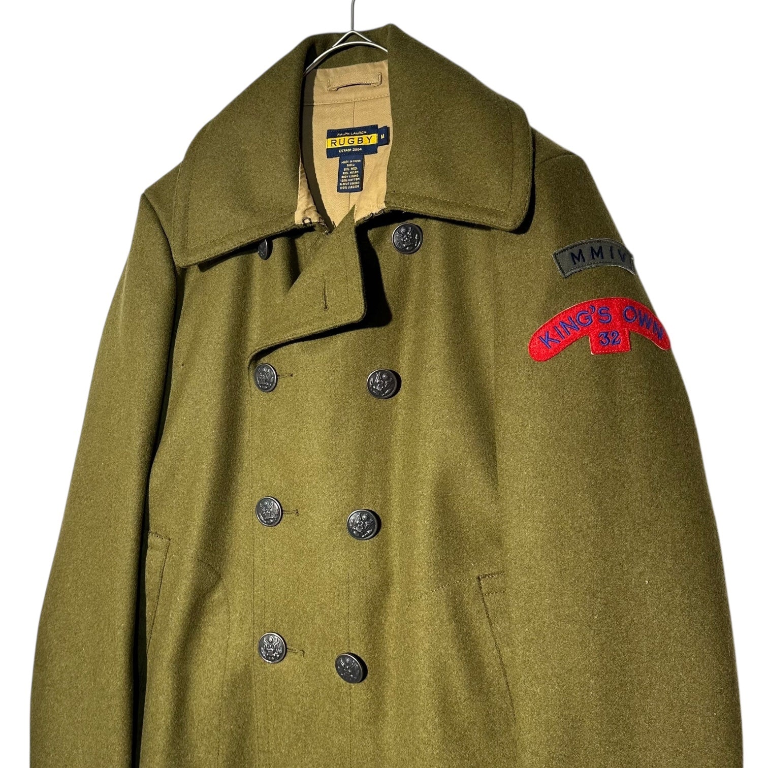 RALPH LAUREN RUGBY(ラルフローレンラグビー) Wappen Wool Melton P Coat ワッペン ウール メルトン P コート M カーキ KING’S OWN