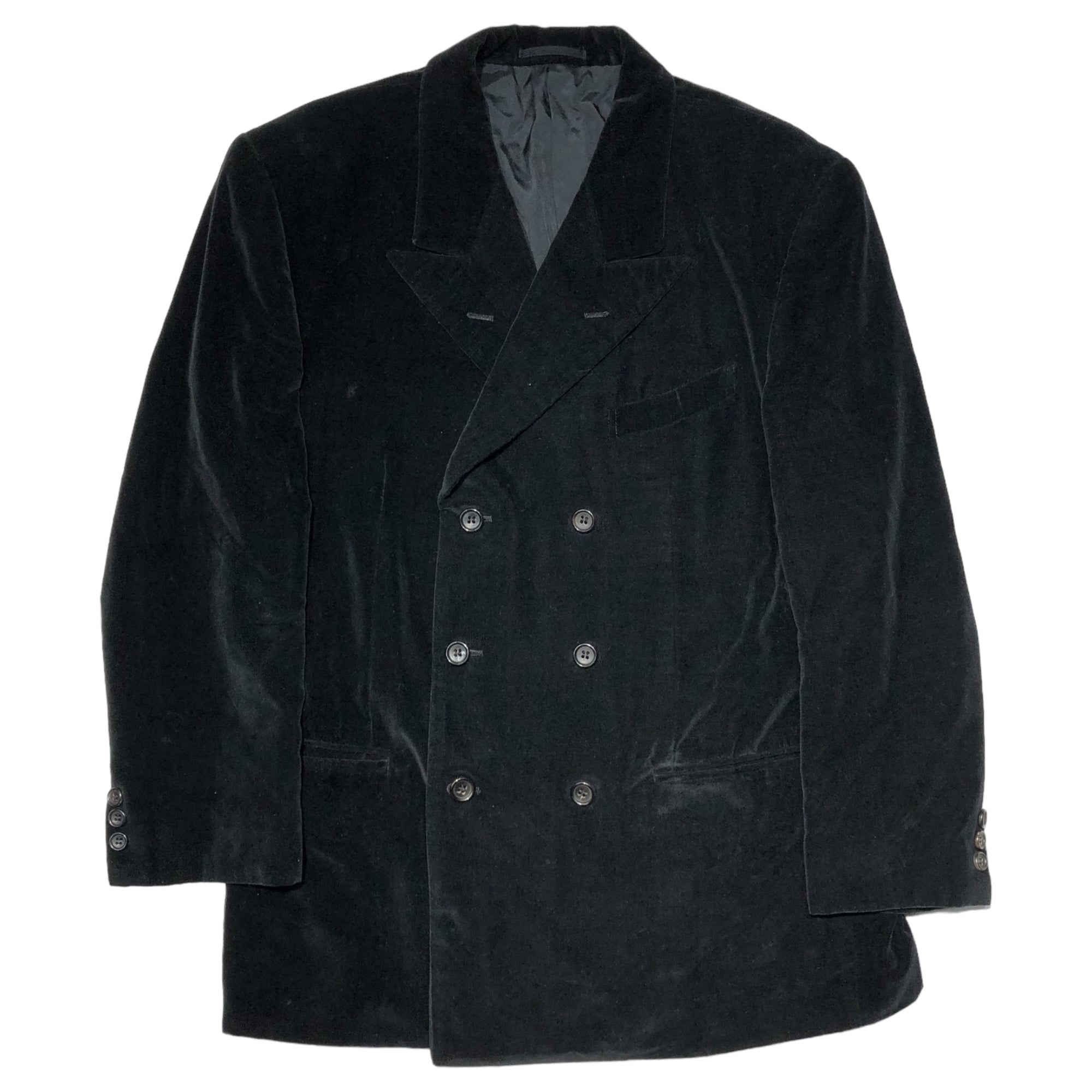 COMME des GARCONS HOMME PLUS(コムデギャルソンオムプリュス) 88AW Archive velor double set-up suit アーカイブ ベロア ダブル セットアップ スーツ PJ-05056M M ブラック 80's 80年代 テーラード ワイド パンツ スラックス 本人期