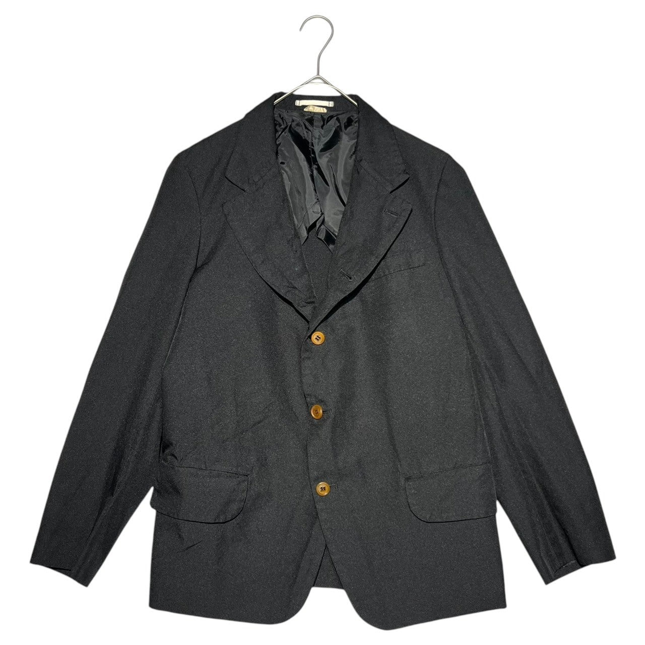 COMME des GARCONS HOMME PLUS(コムデギャルソンオムプリュス) 17SS Polyester full-length garment-dyed tailored jacket ポリエステル 縮絨 製品染め テーラード ジャケット PS-J067 S ブラック AD2017 裾リサイズ済
