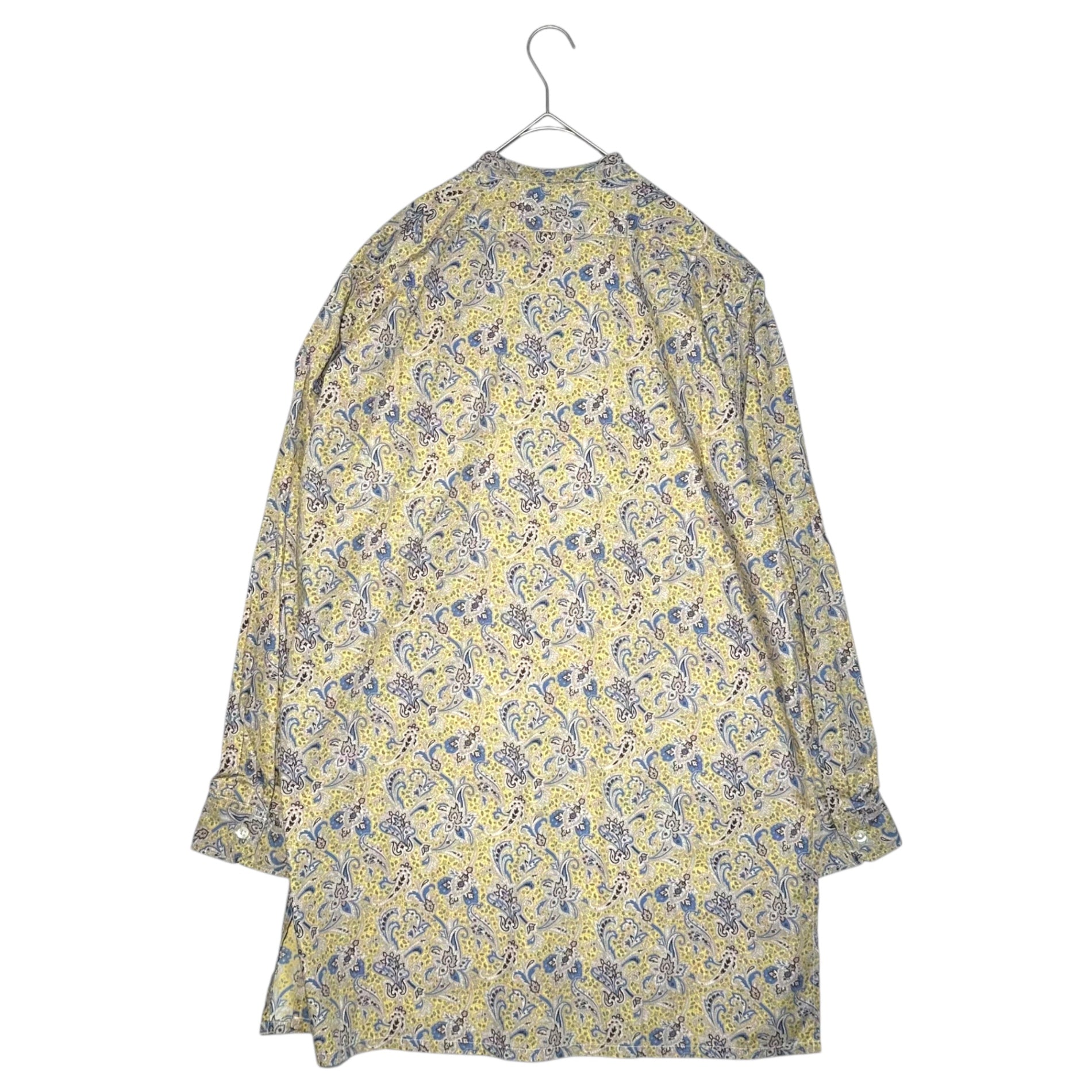 Engineered Garments(エンジニアードガーメンツ) 23SS Grandpa Shirt - Cotton Paisley グランパ シャツ コットン ペイズリー M イエロー バンドカラー ロング 総柄 プルオーバー
