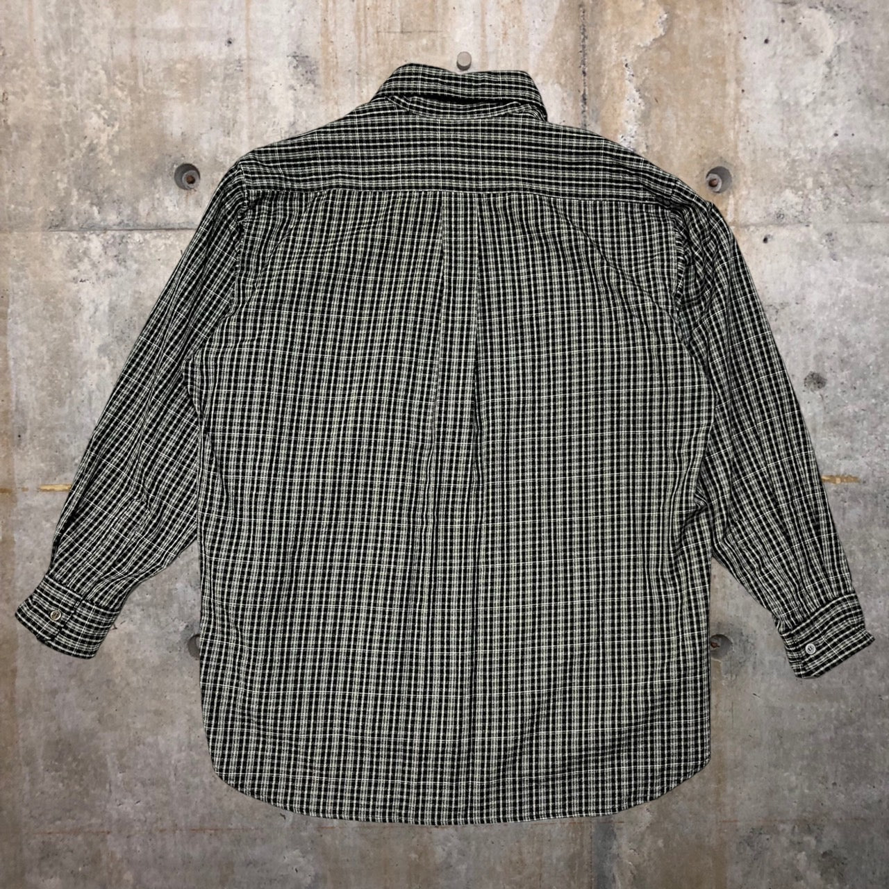 COMME des GARCONS HOMME PLUS(コムデギャルソンオムプリュス) 80's wide silhouette wool check shirt/ワイドシルエットウールチェックシャツ/80年代/ヴィンテージ PB-050010 SIZE FREE ブラック×ホワイト