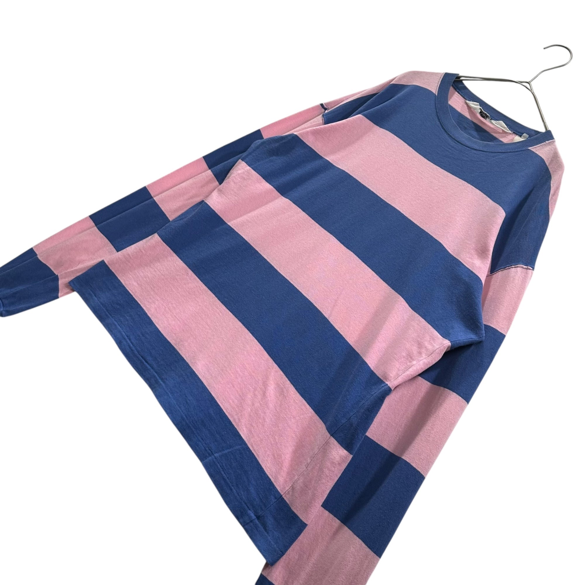GOODENOUGH(グッドイナフ) 90's Glam G One-Point Logo Multi-Stripe L/S T-Shirt グラムG ワンポイント ロゴ マルチボーダー 長袖 Tシャツ 表記消(L程度) ブルー×ピンク