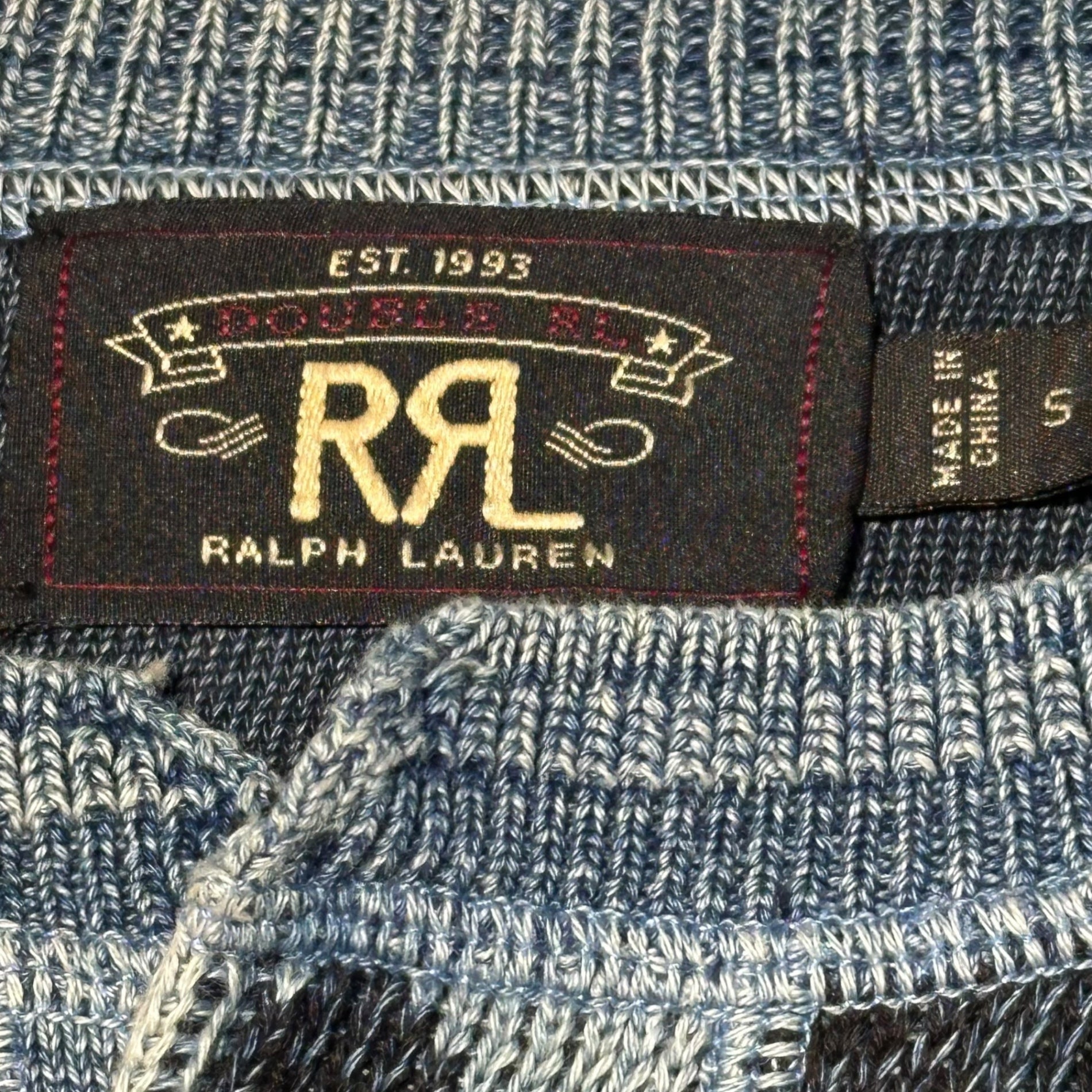 RRL(ダブルアールエル) Indigo Knit Chimayo Pattern Henley Neck Knit インディゴニット チマヨ柄 ヘンリーネック ニット S インディゴ