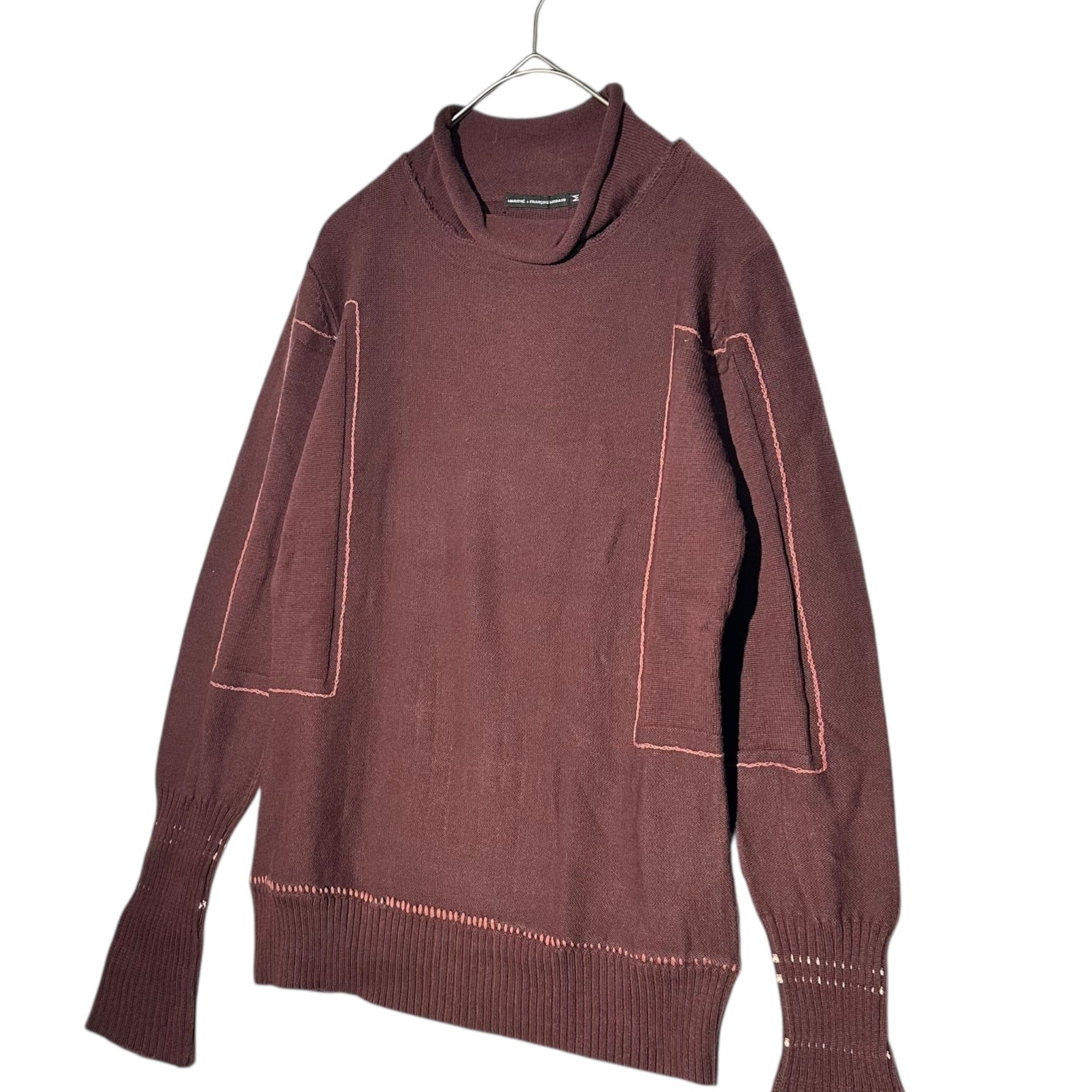 MARITHE FRANCOIS GIRBAUD(マリテフランソワジルボー) 00's Wild Stitch Bell Sleeve Cotton Knit ワイルド ステッチ ベルスリーブ コットン ニット F7-8810 M ブラウン Y2K