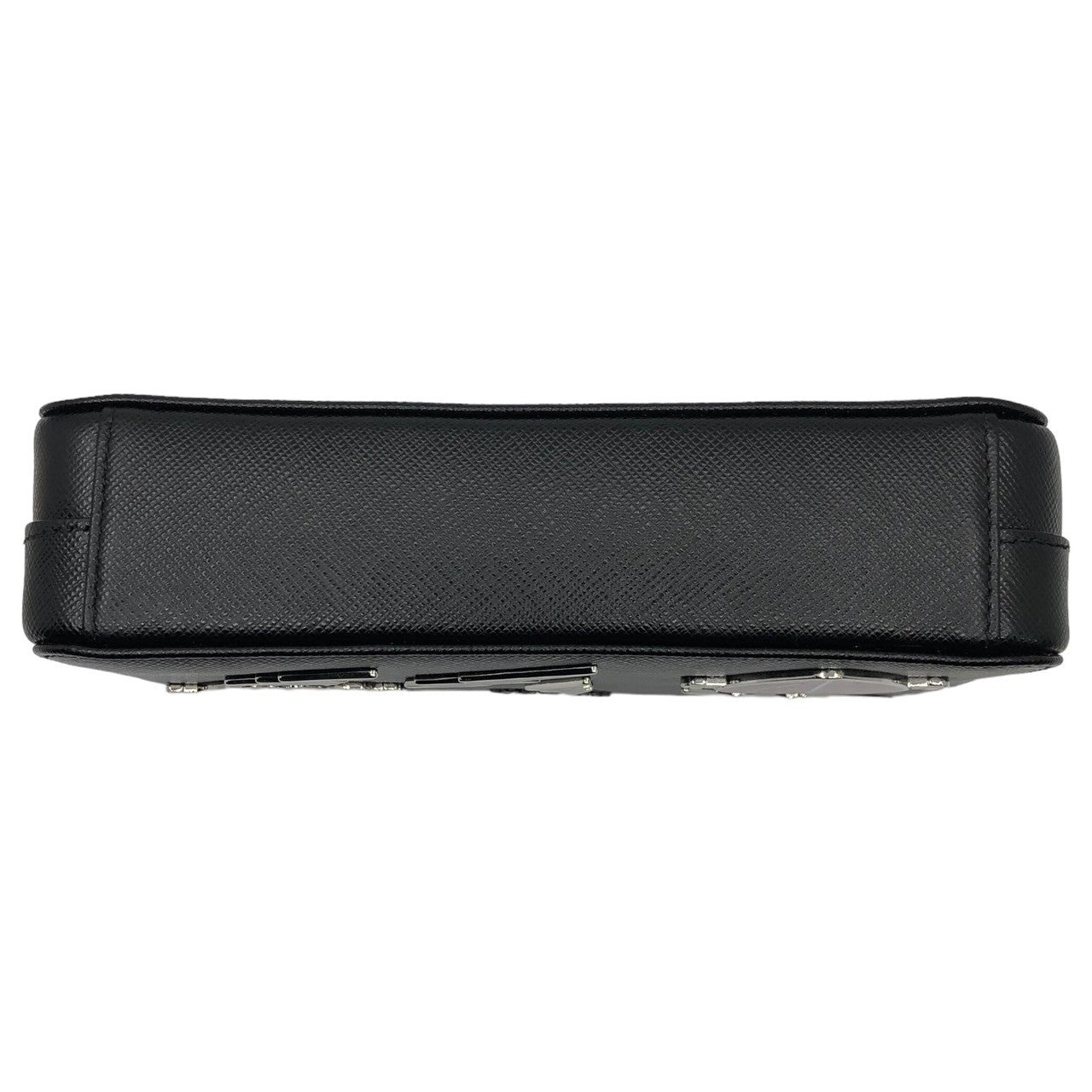 PRADA(プラダ) Metal appliqué saffiano chain shoulder bag メタルアップリケ サフィアーノ チェーン ショルダーバッグ 1DH010 ブラック×ピンク ギャランティカード付属 2DAZ SAFFIANO SMALTO レザー ロゴ