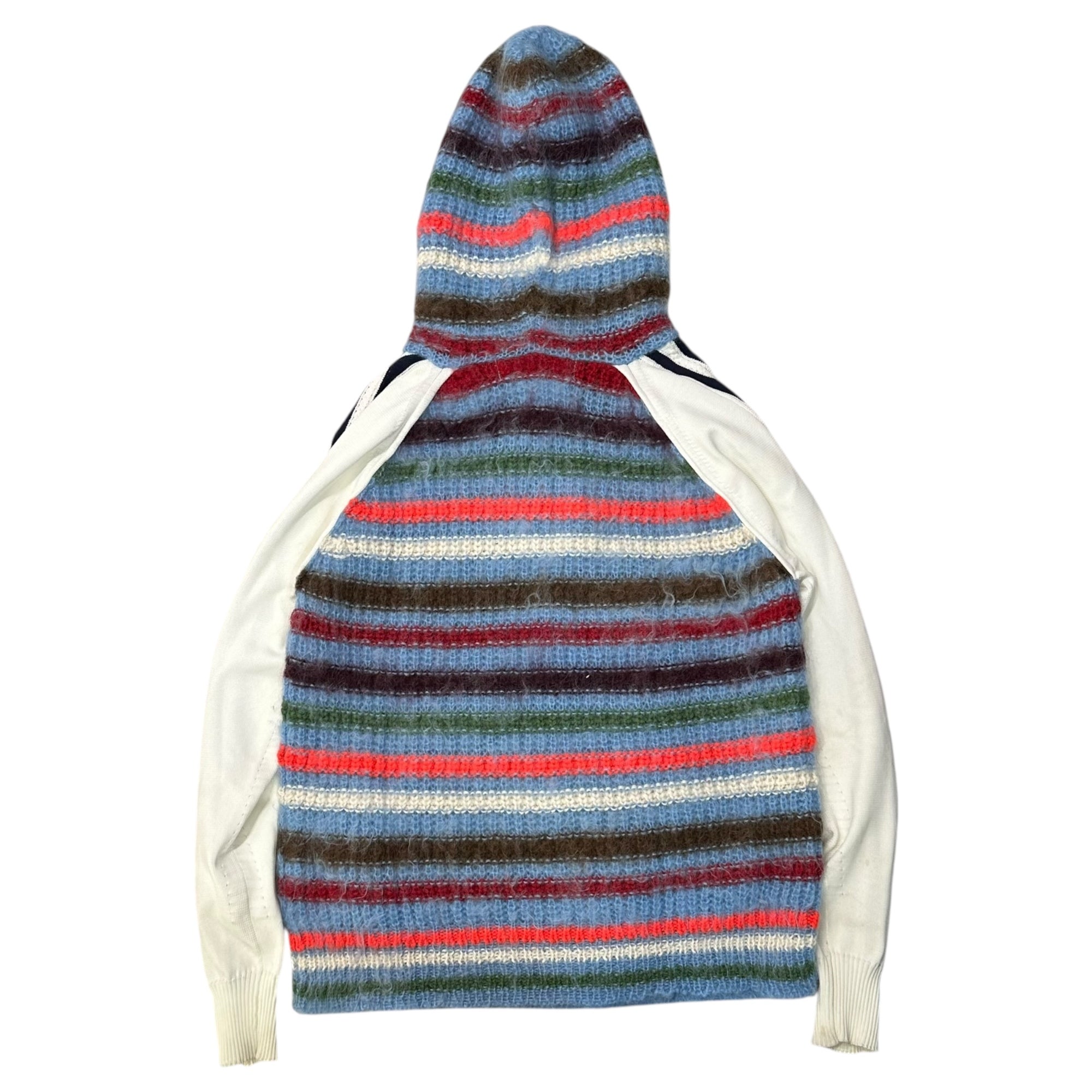 TAO(タオ) 23AW Border Knit Hoodie with Contrasting Panels Track Top ボーダー ニット フーディ 切替 トラック トップ TL-N023 S ブルー×マルチカラー×ホワイト AD2023