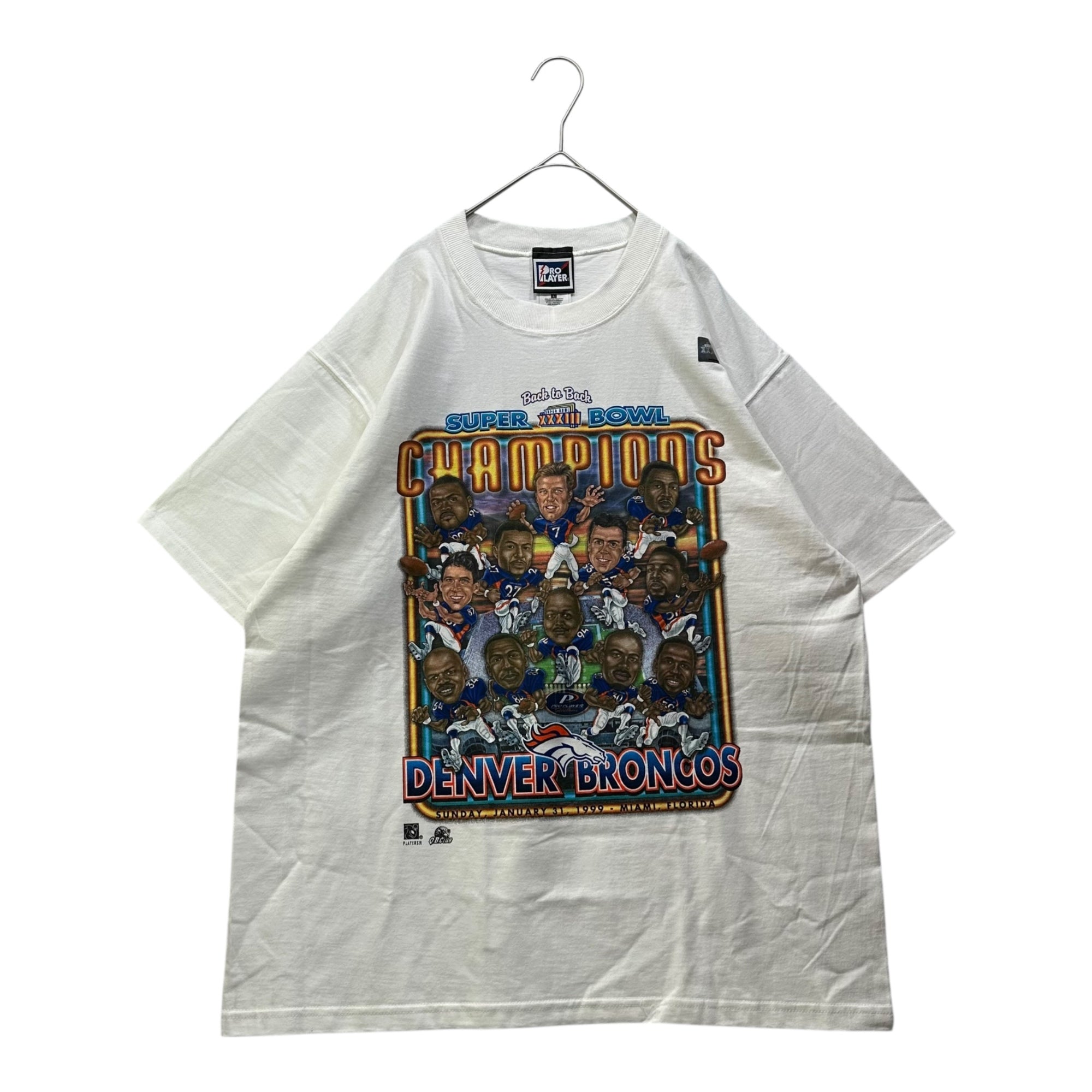 VINTAGE(ヴィンテージ) 1999 SUPER BOWL T-SHIRT 99年 スーパーボール Tシャツ L ホワイト×マルチカラー NFL