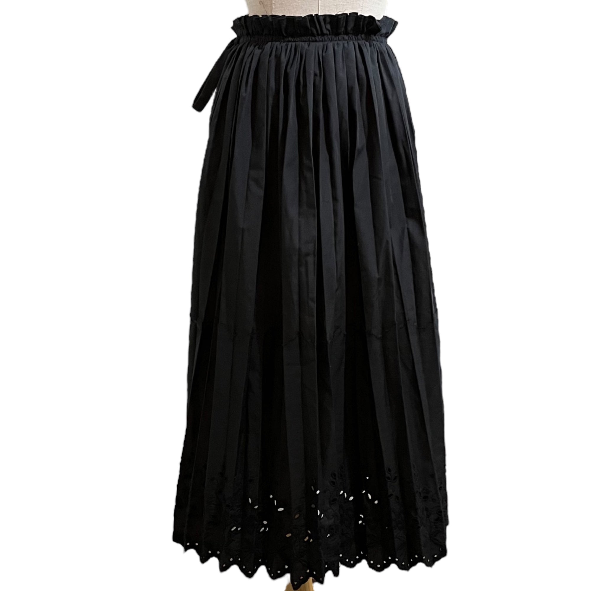 COMME des GARCONS(コムデギャルソン) 02SS Hem cutwork pleated long skirt 裾カットワーク プリーツ ロングスカート GE-S012 FREE ブラック AD2001