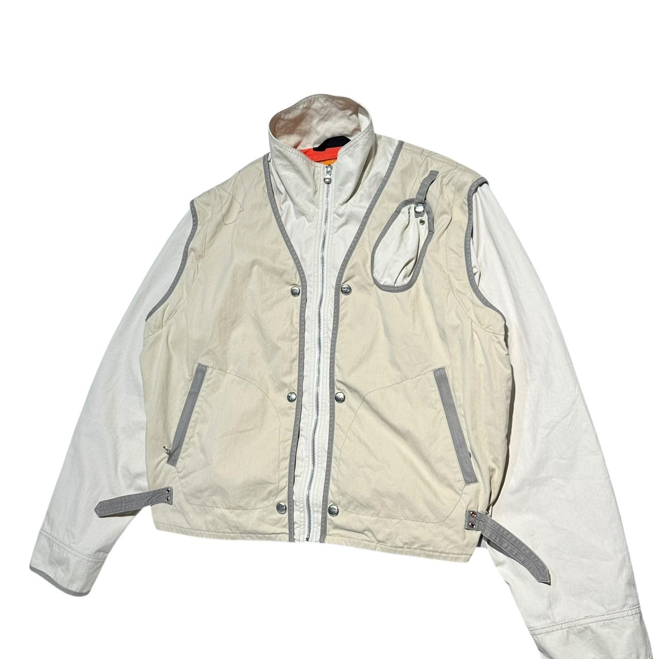 DIESEL(ディーゼル) 22SS J-OHLEN 2WAY MILITARY VEST JACKET ミリタリー ベスト ジャケット A062170JKKH L アイボリー ブルゾン
