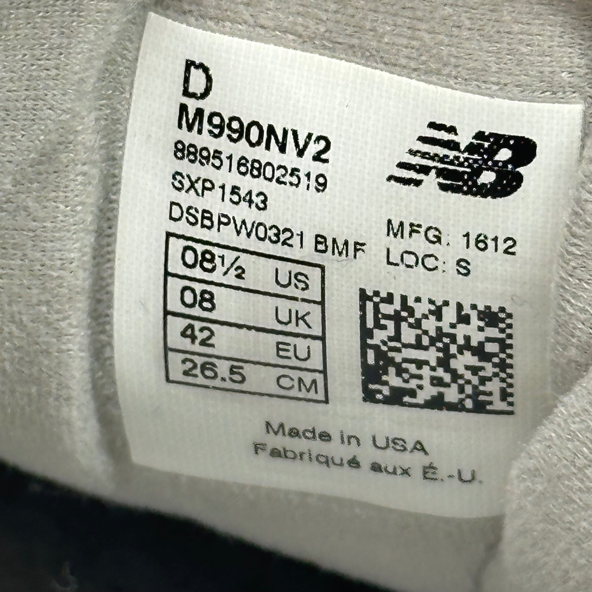 NEW BALANCE(ニューバランス) M990NV2 Low-cut sneakers ローカット スニーカー M990NV2 26.5cm チャコールグレー USA製