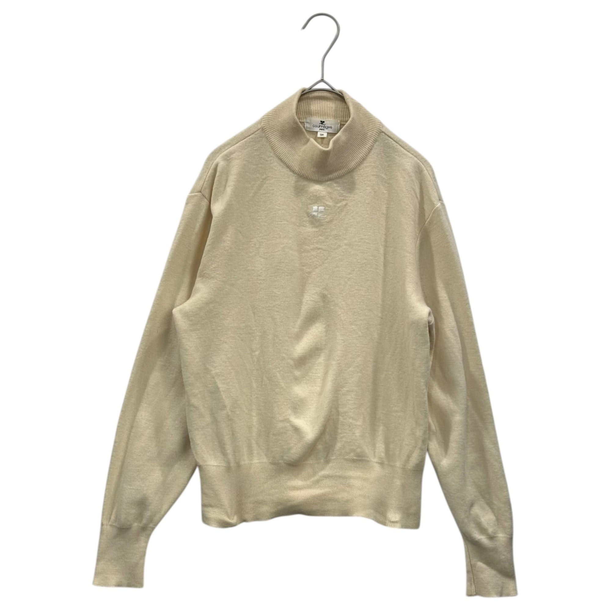 courreges(クレージュ) 80~90's High-neck Logo Wool Sweater 80~90年代 ハイネック ロゴ ウール ニット 9(M程度) ベージュ アーカイブ