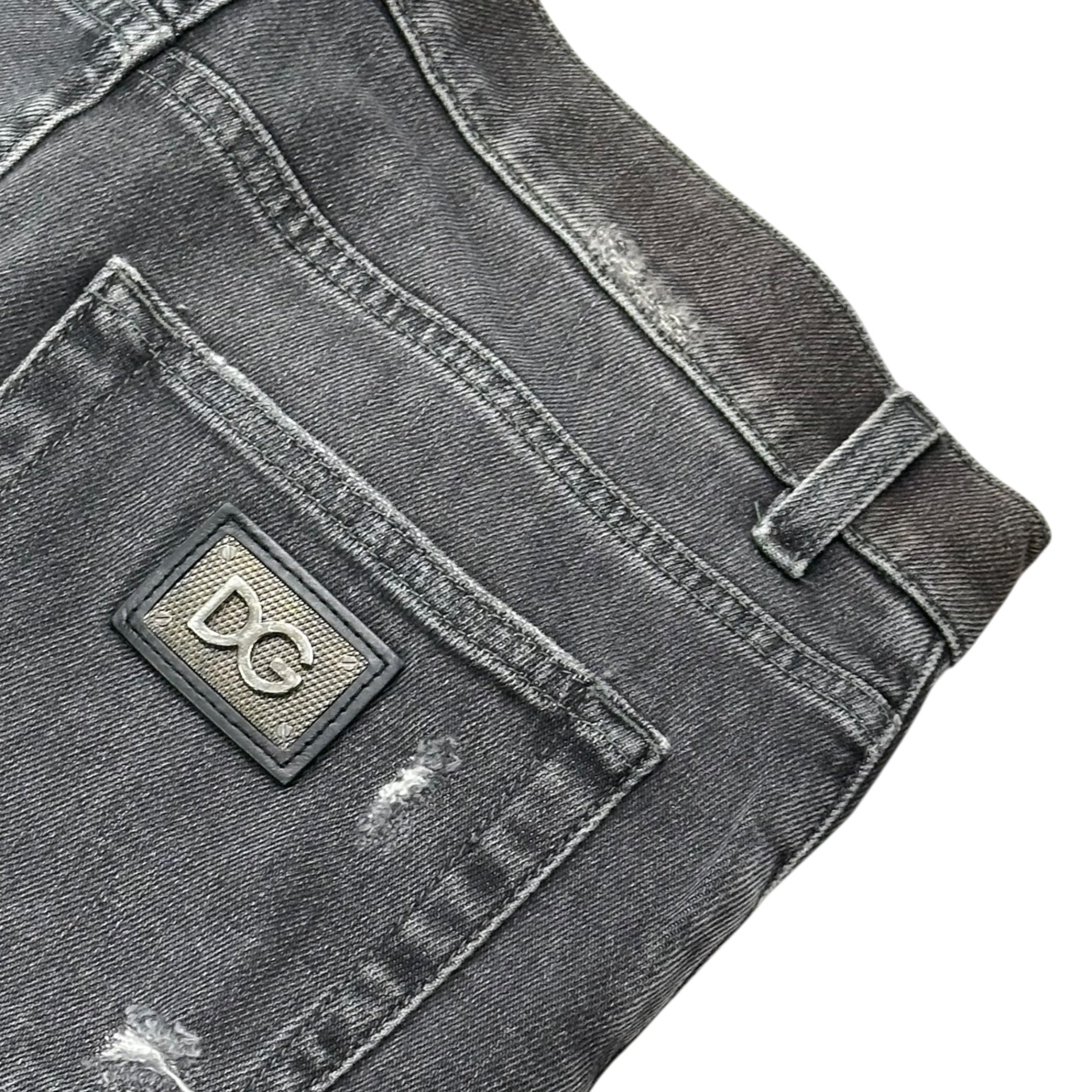 DOLCE&GABBANA(ドルチェ&ガッバーナドルガバ) Distressed Skinny Denim Pants ダメージ加工 スキニー デニム パンツ 44 ブラック ストレッチ