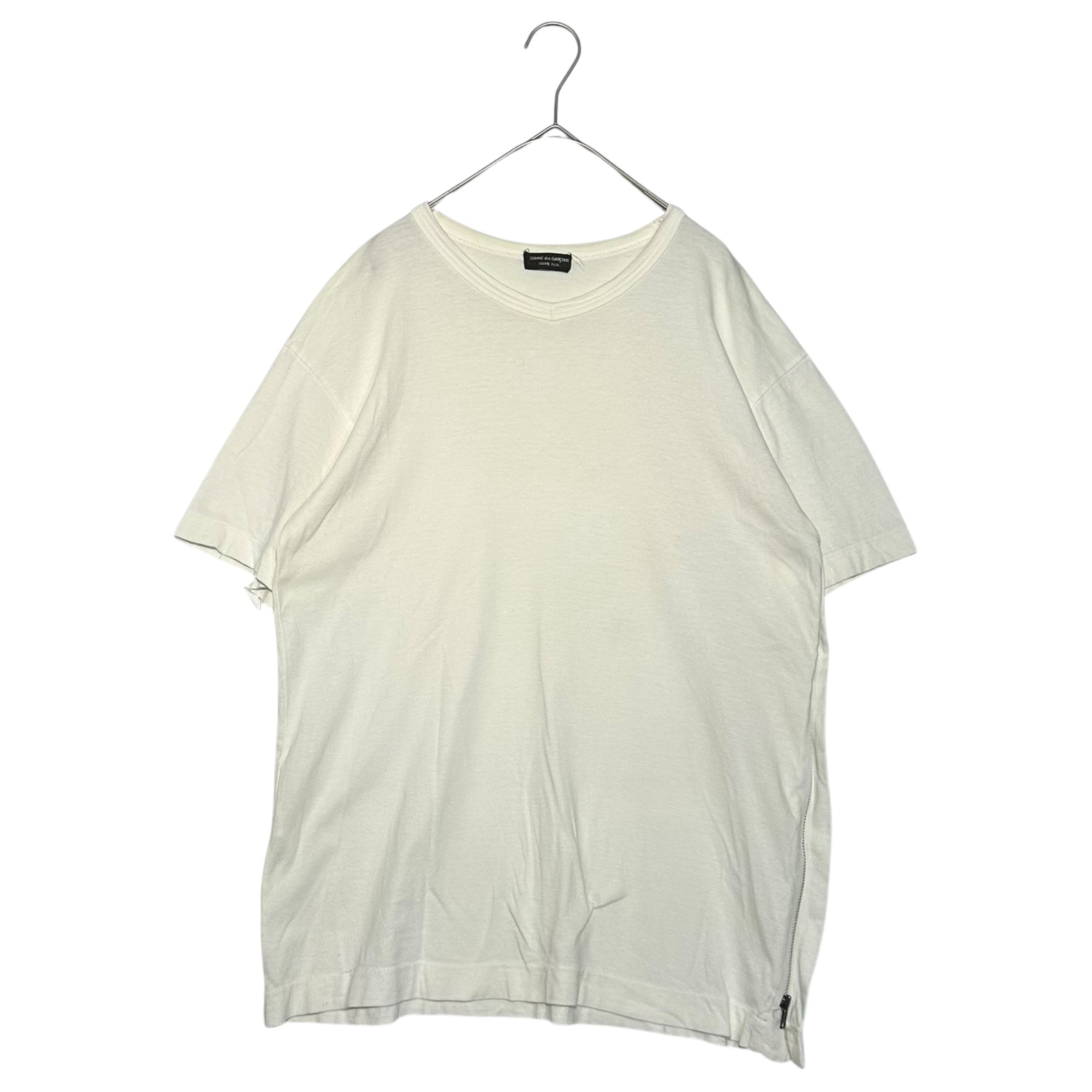 COMME des GARCONS HOMME PLUS(コムデギャルソンオムプリュス) 99SS Frill Period Side Zip Cotton T-Shirt フリル期 サイドジップ コットン Tシャツ PT-100460 FREE ホワイト AD1998