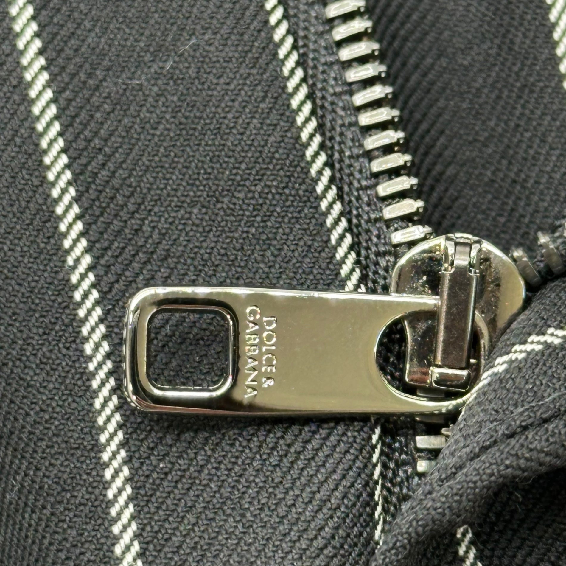 DOLCE&GABBANA(ドルチェ&ガッバーナドルガバ) Wool Gabardine Striped Slacks ウール ギャバジン ストライプ スラックス 46 ブラック×ホワイト スリム パンツ