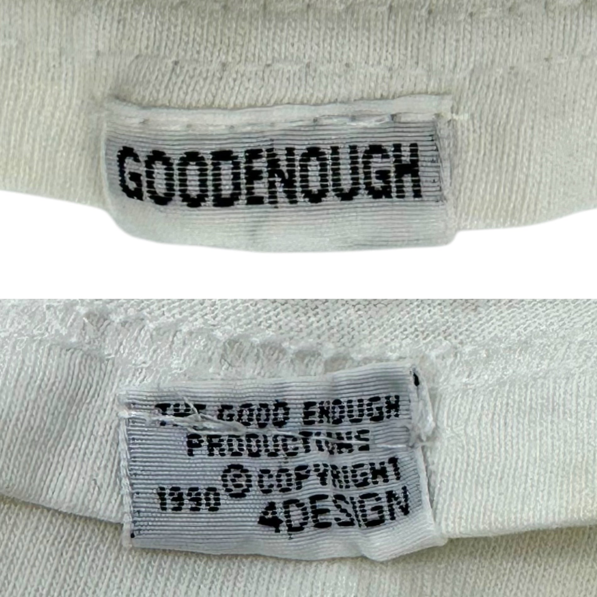 GOODENOUGH(グッドイナフ) 90's EMBLEM LOGO S/S TEE 90年代初期 ONEITAボディ エンブレムロゴ ショートスリーブTシャツ M ホワイト×ブルー