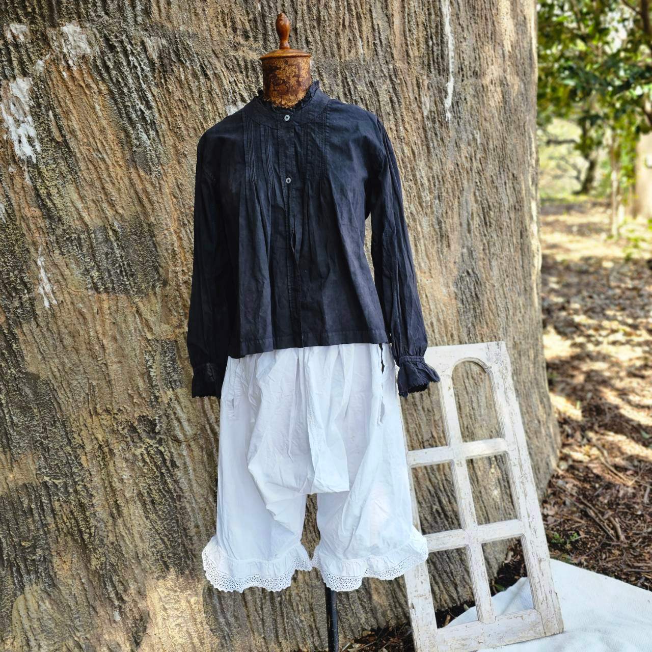 VINTAGE(ヴィンテージ) white drawers cotton pants コットンのレース付きドロワーズパンツ FREE/約W:36cm,H:60cm,丈:67cm ホワイト