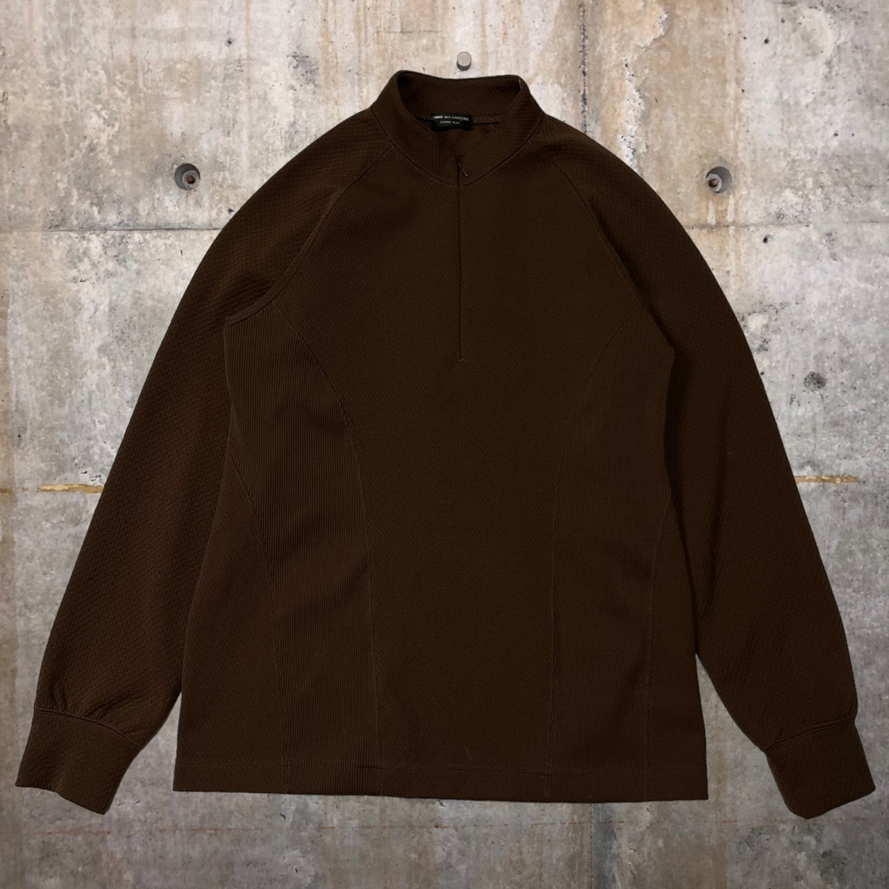 COMME des GARCONS HOMME PLUS(コムデギャルソンオムプリュス) 03AW half zip mesh pullover shirt/ハーフジッププルオーバー/カットソー 表記消え(S~M程度) ブラウン 03AWカーブ期