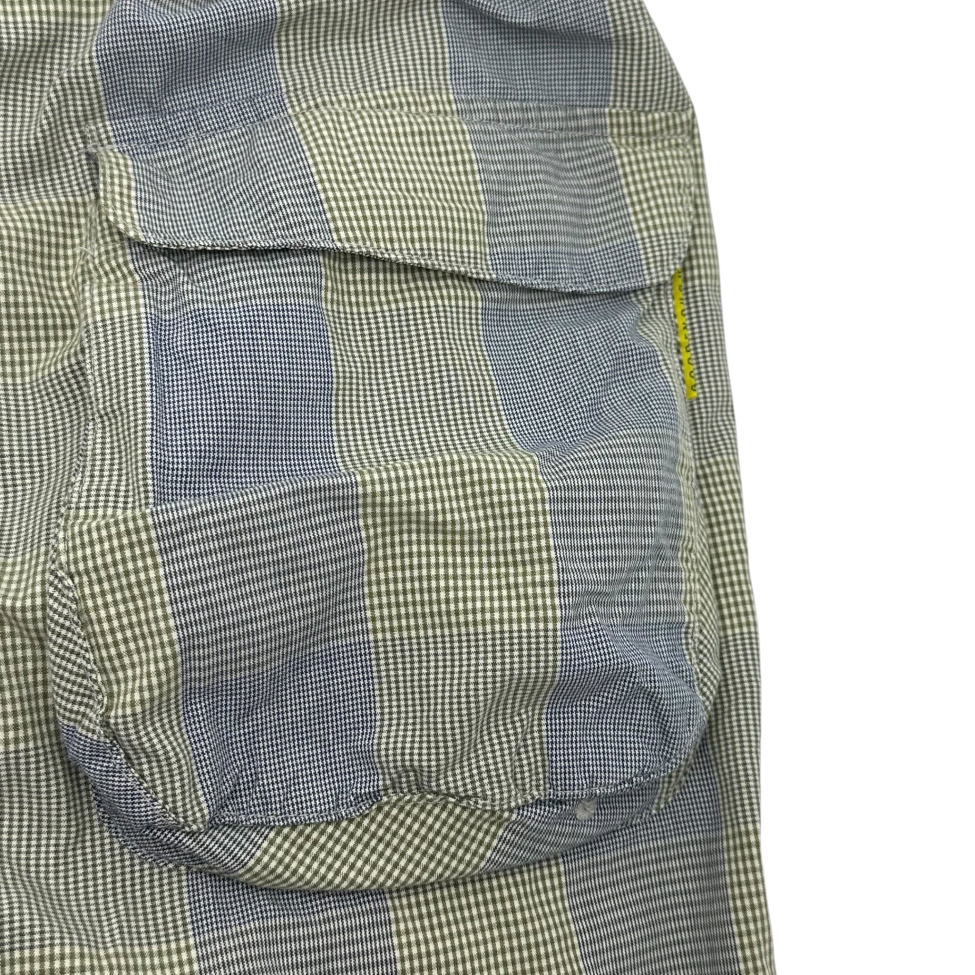 GOODENOUGH(グッドイナフ) 90~00's Cotton Check Half Pants コットン チェックハーフ パンツ M グレー×イエロー