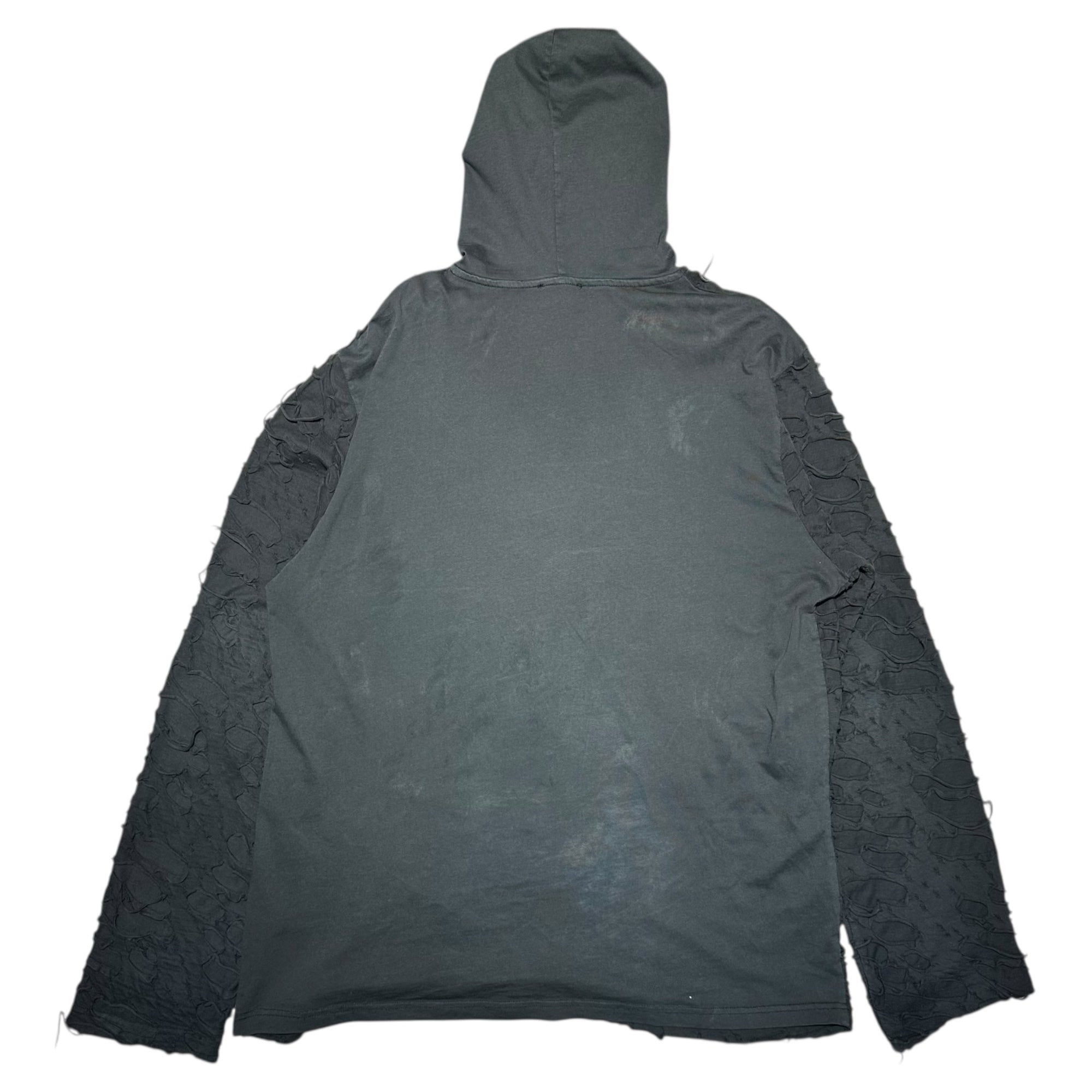 DIESEL(ディーゼル) T-CRANE-LS-HOOD デストロイ コットン フーディ A16173 L ブラック プルオーバー パーカー ダメージ加工 ロゴ