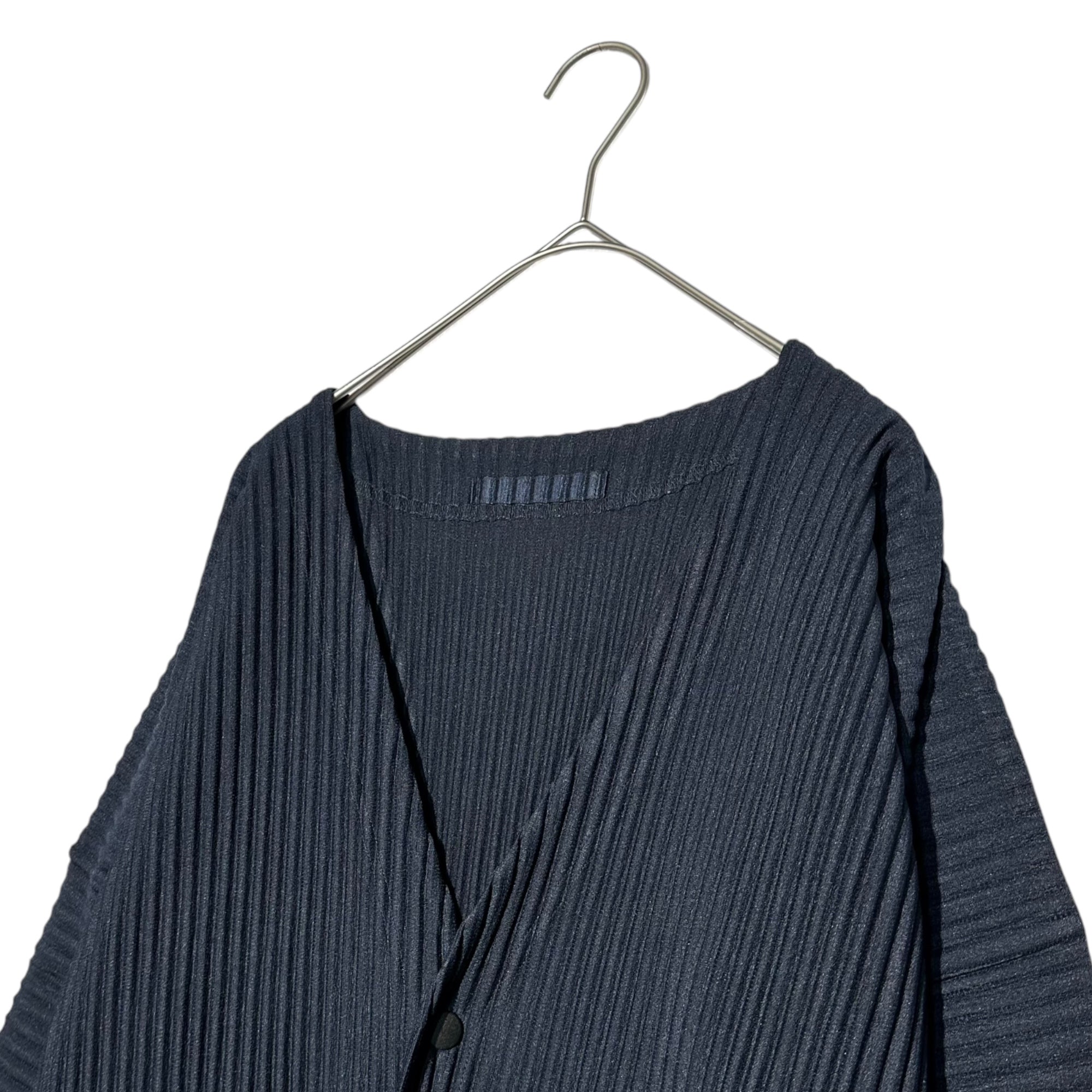 HOMME PLISSE ISSEY MIYAKE(オムプリッセイッセイミヤケ) BASIC pleated cardigan ベーシック プリーツ カーディガン HP55JL441/3 3(L程度) ネイビー