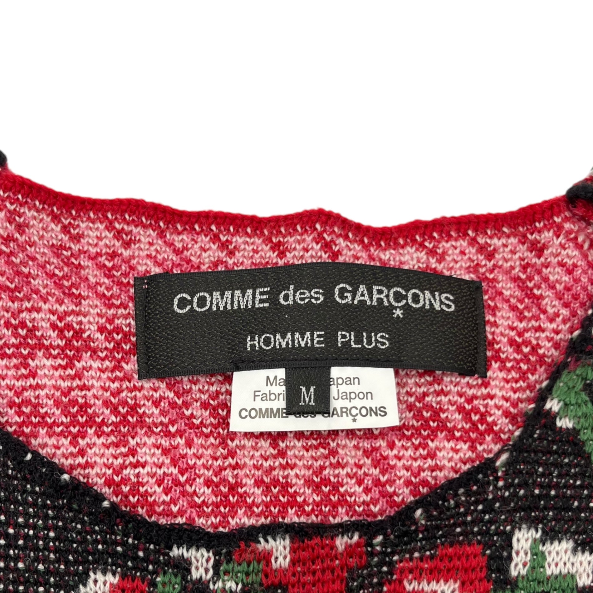 COMME des GARCONS HOMME PLUS(コムデギャルソンオムプリュス) 22SS rose print knit vest 薔薇プリント ニット ベスト PI-N002 M ブラック×レッド×グリーン AD2021 花の存在期