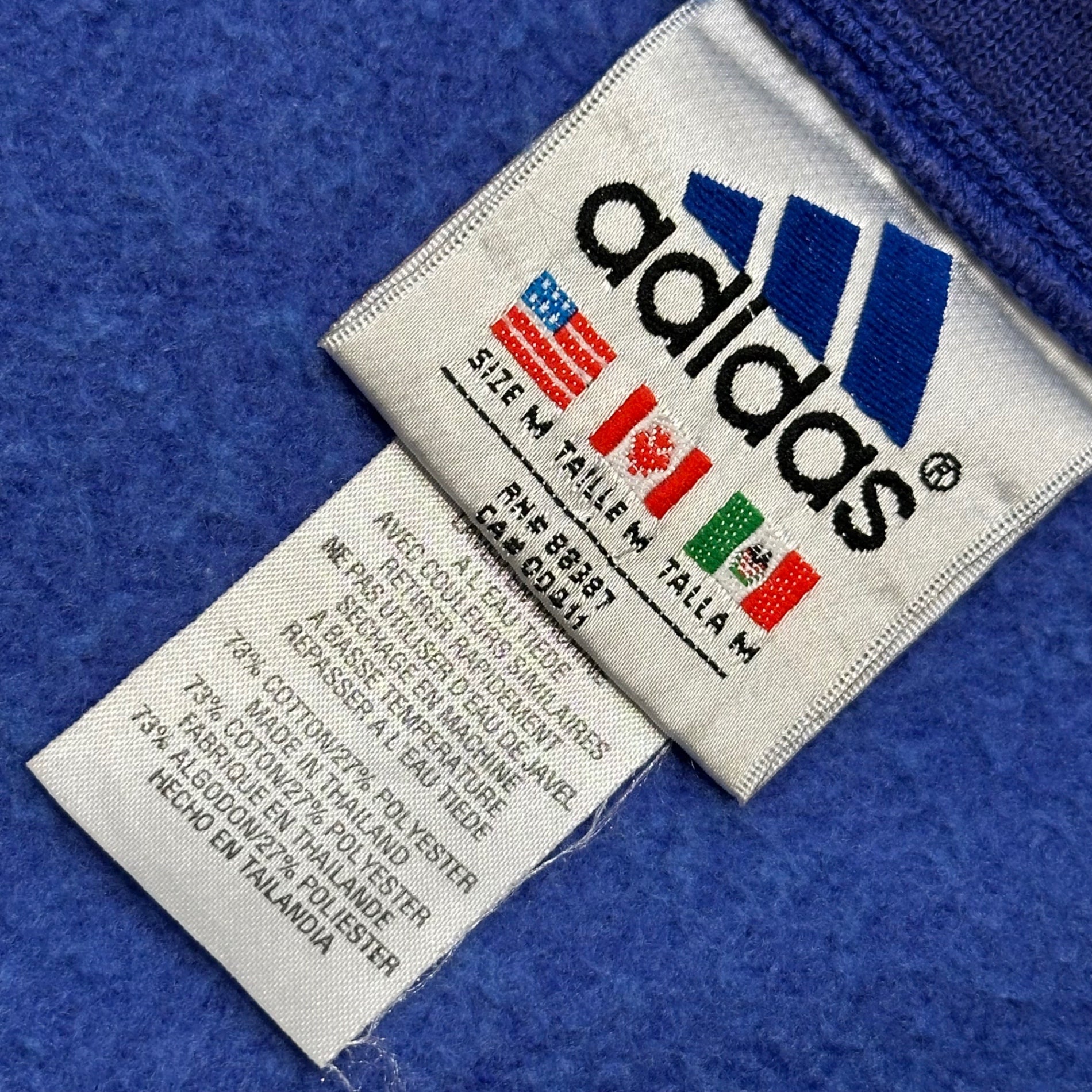 adidas(アディダス) 1990’s Half-Zip Sweatshirt ハーフジップ スウェット M パープル 90年代 万国旗タグ ガイコツ