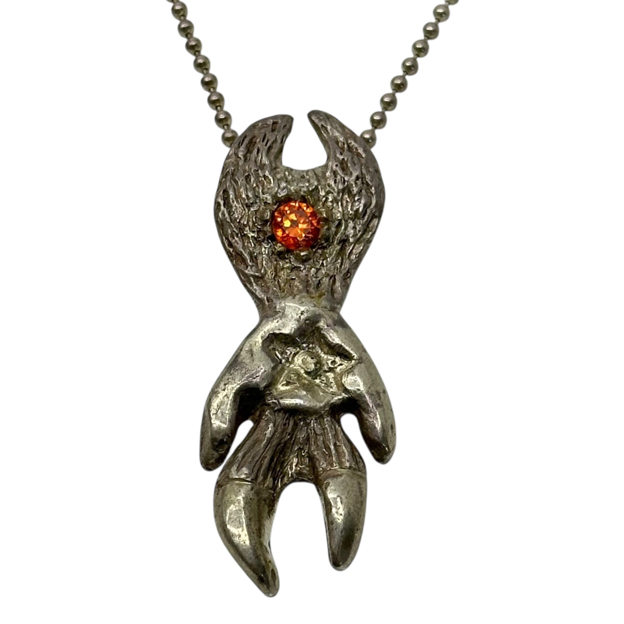 STONE BELLY(ストーンベリー) 925 Silver STONE FACED DEMON ストーン フェイスド デーモン ネックレス オレンジ石 シルバー ジュエリー ストックホルム発ブランド