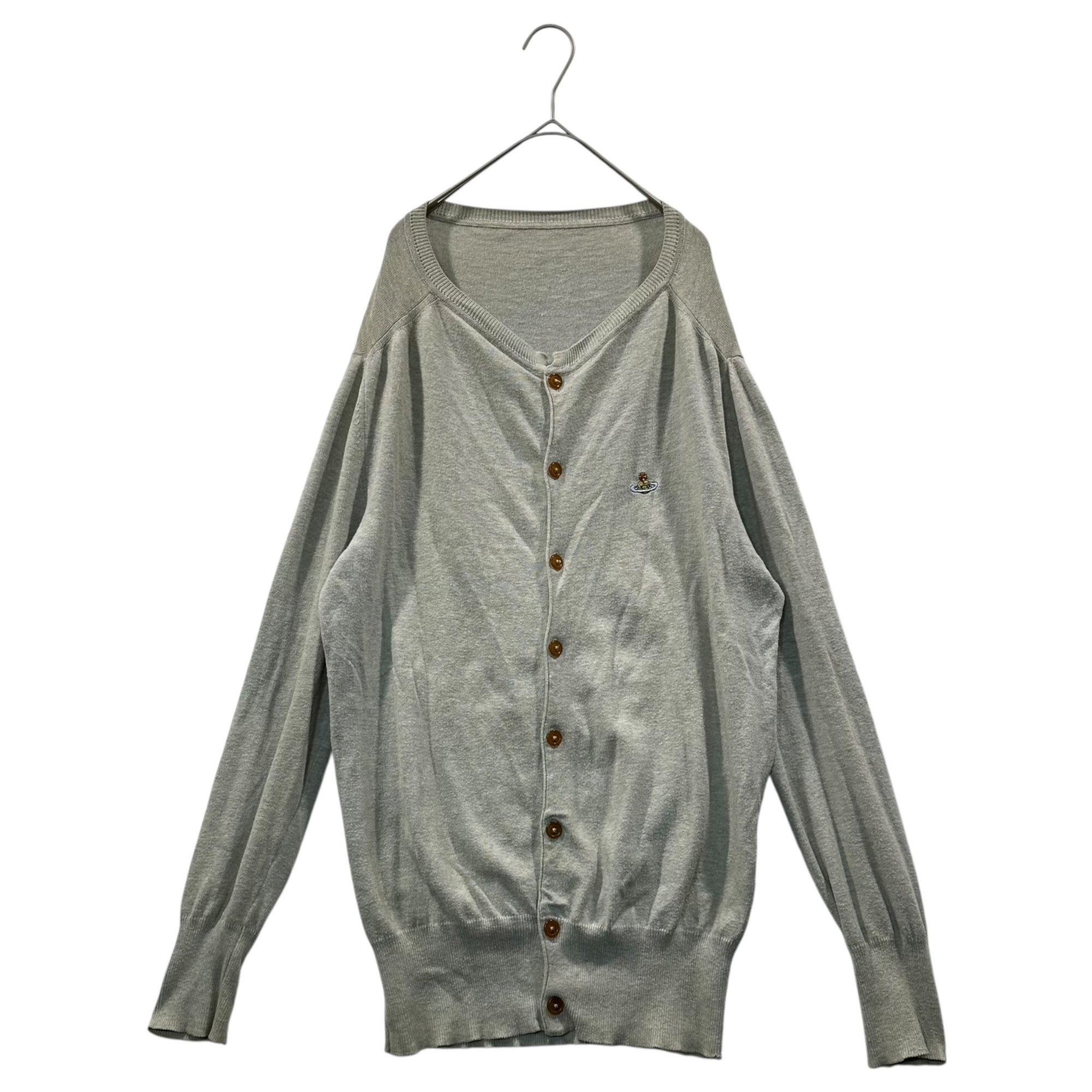 Vivienne Westwood(ヴィヴィアンウエストウッド) 05AW Vintage Propaganda Flower Stitch One-Point Orb Cardigan プロパガンダ フラワーステッチ ワンポイント オーブ カーディガン 4447-6104 グレー×ピンク ライカ期 2005年 アーカイブ イタリア製