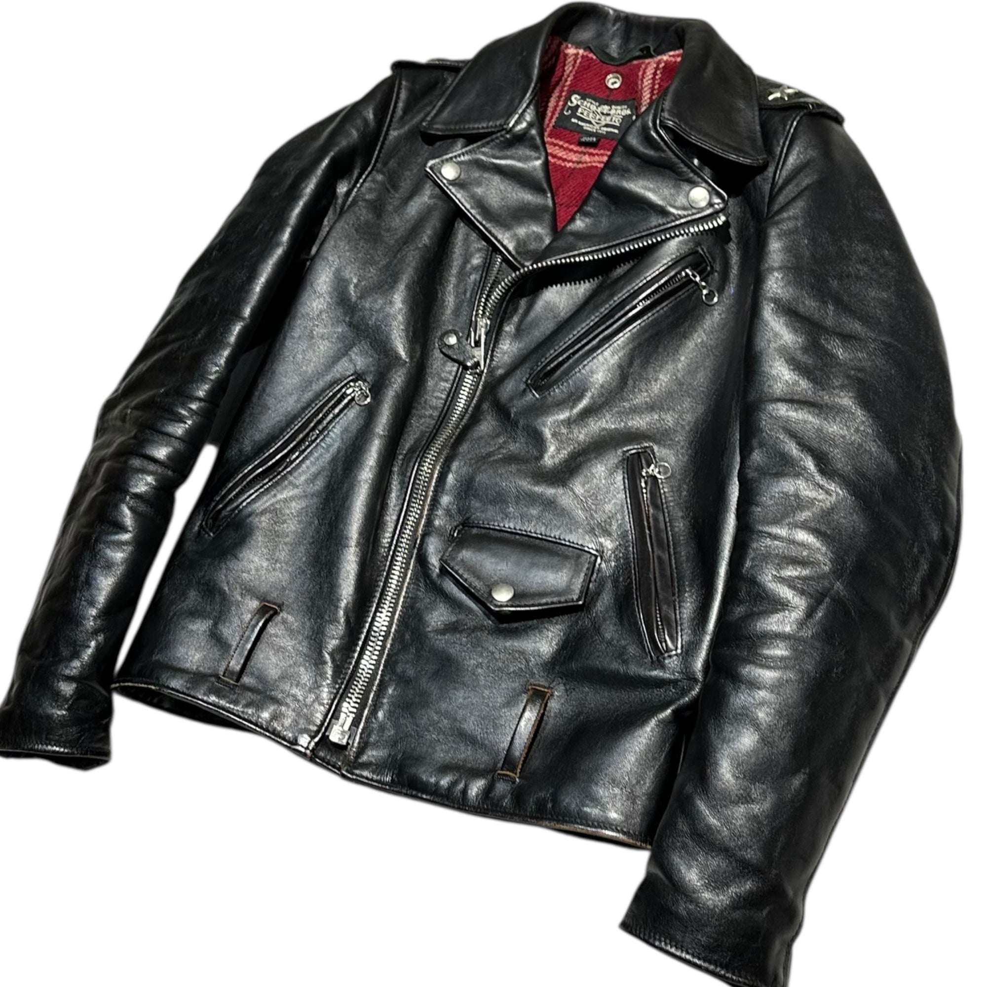 SCHOTT(ショット) Onestar 613SJH - SPECIAL HORSESHIDE ワンスター スペシャル ホースハイド 7544 34 ブラック 馬革 ダブル ライダース レザー ジャケット